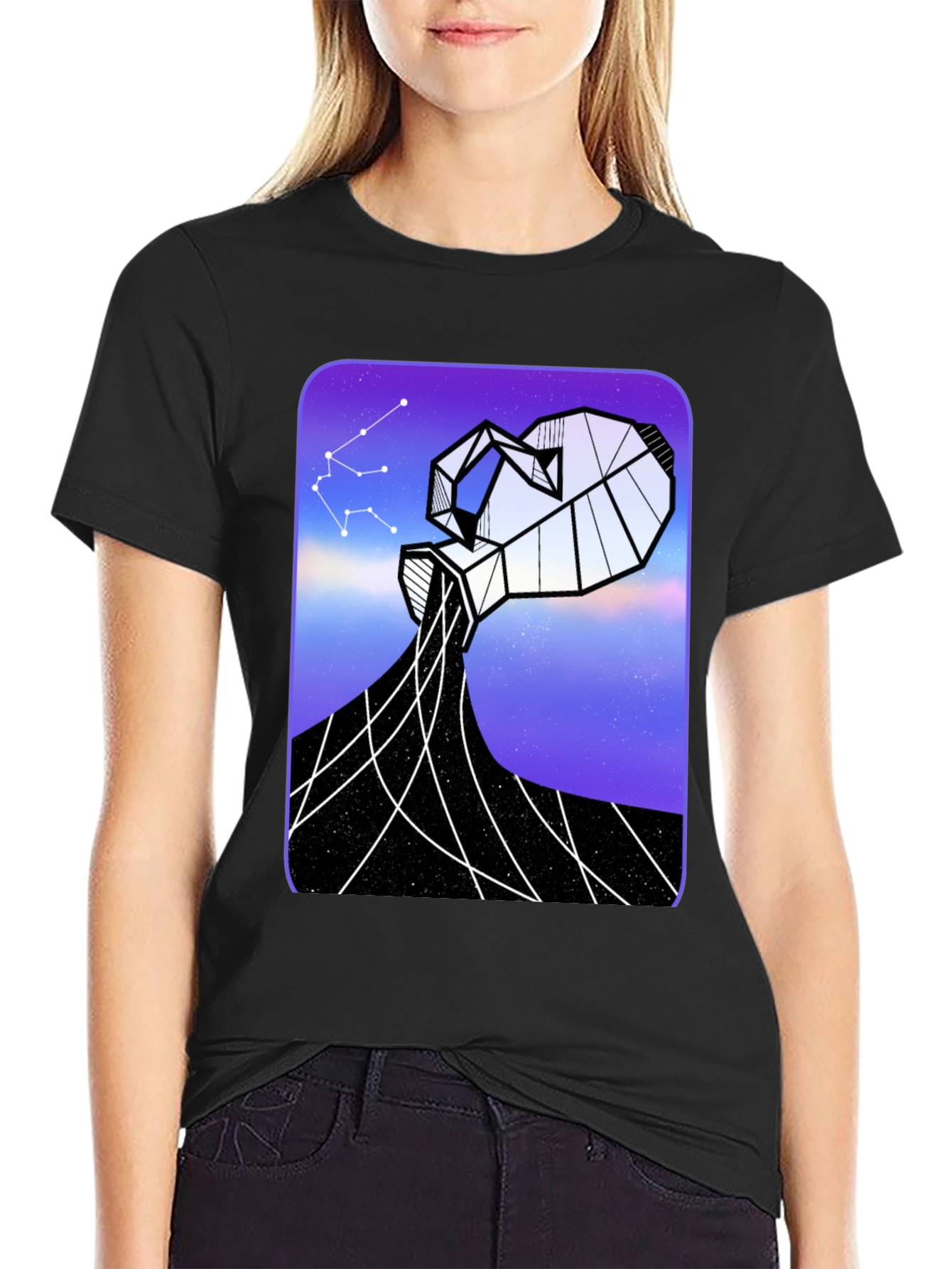 Aquarius Constellation Graphic Tee - Black