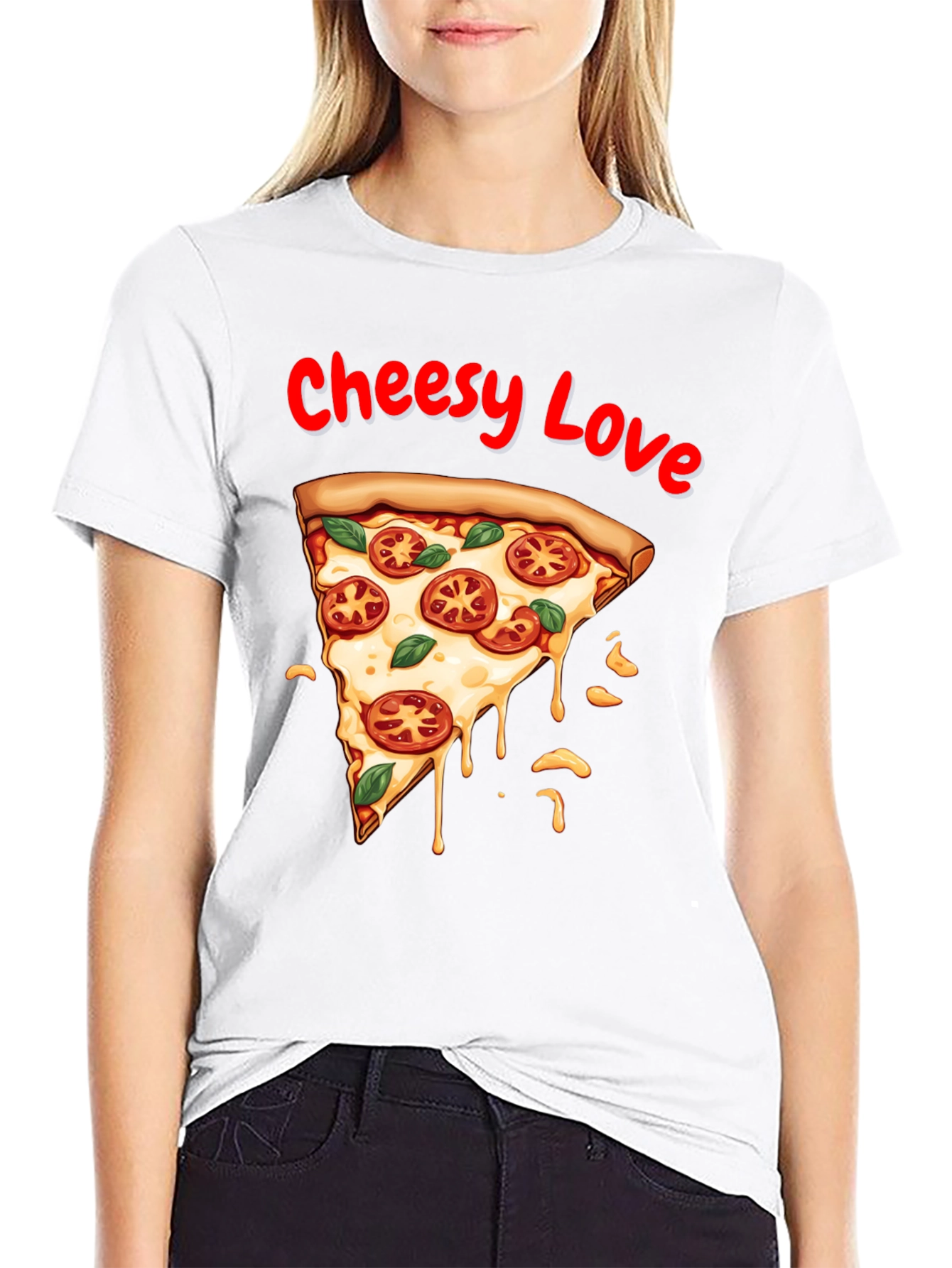 Cheesy Love Pizza Graphic T-Shirt