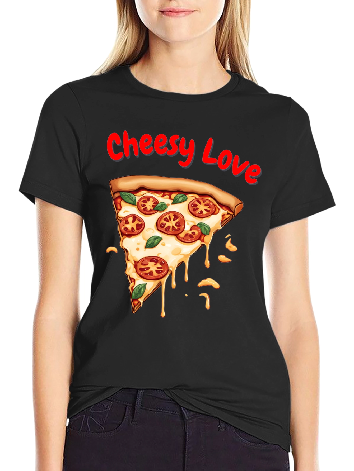 Cheesy Love Pizza Graphic T-Shirt