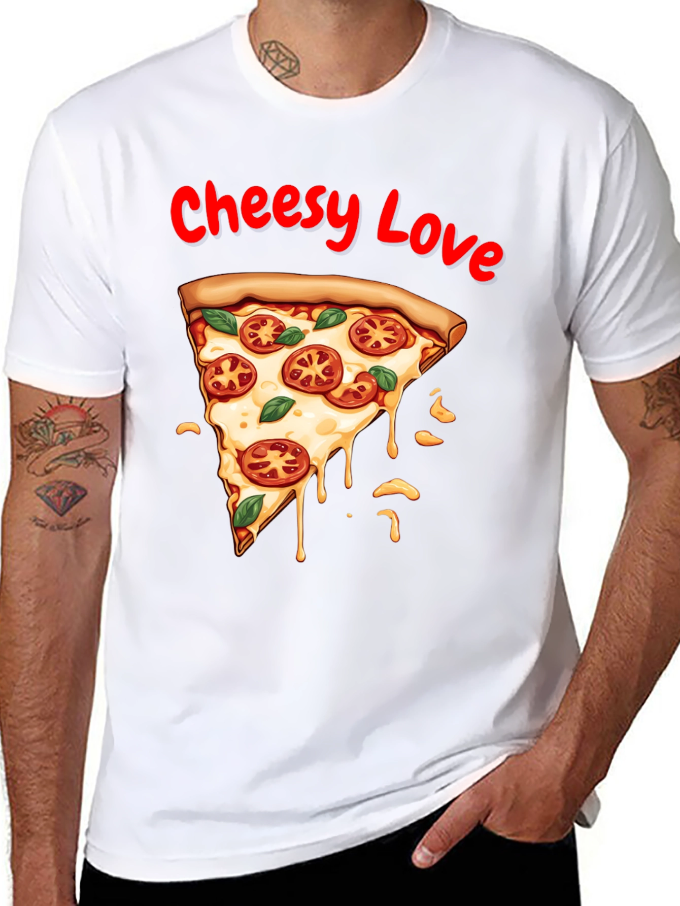 Cheesy Love Pizza Graphic T-Shirt