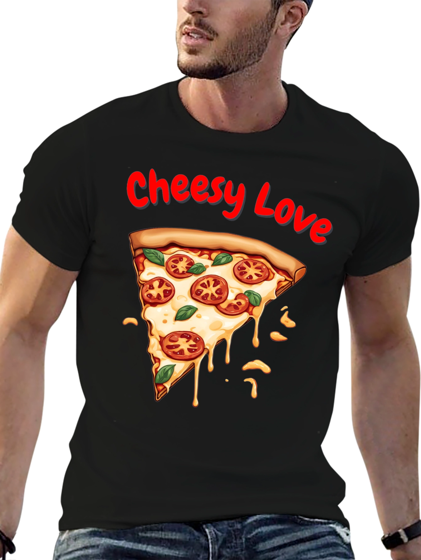 Cheesy Love Pizza Graphic T-Shirt