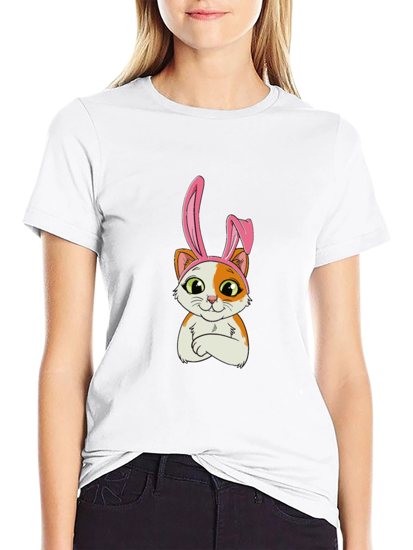 Cat Bunny Ears Graphic T-Shirt