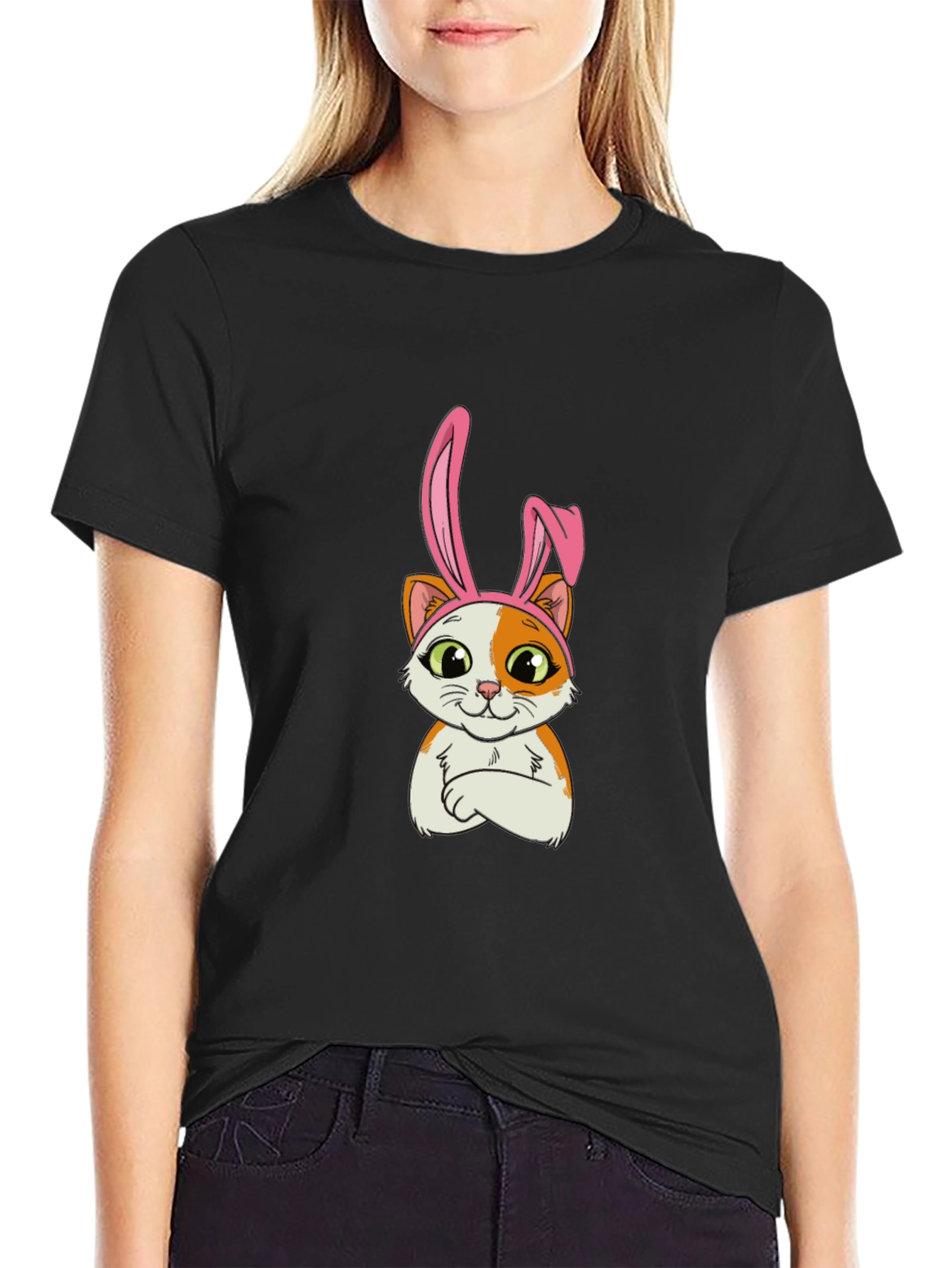 Cat Bunny Ears Graphic T-Shirt