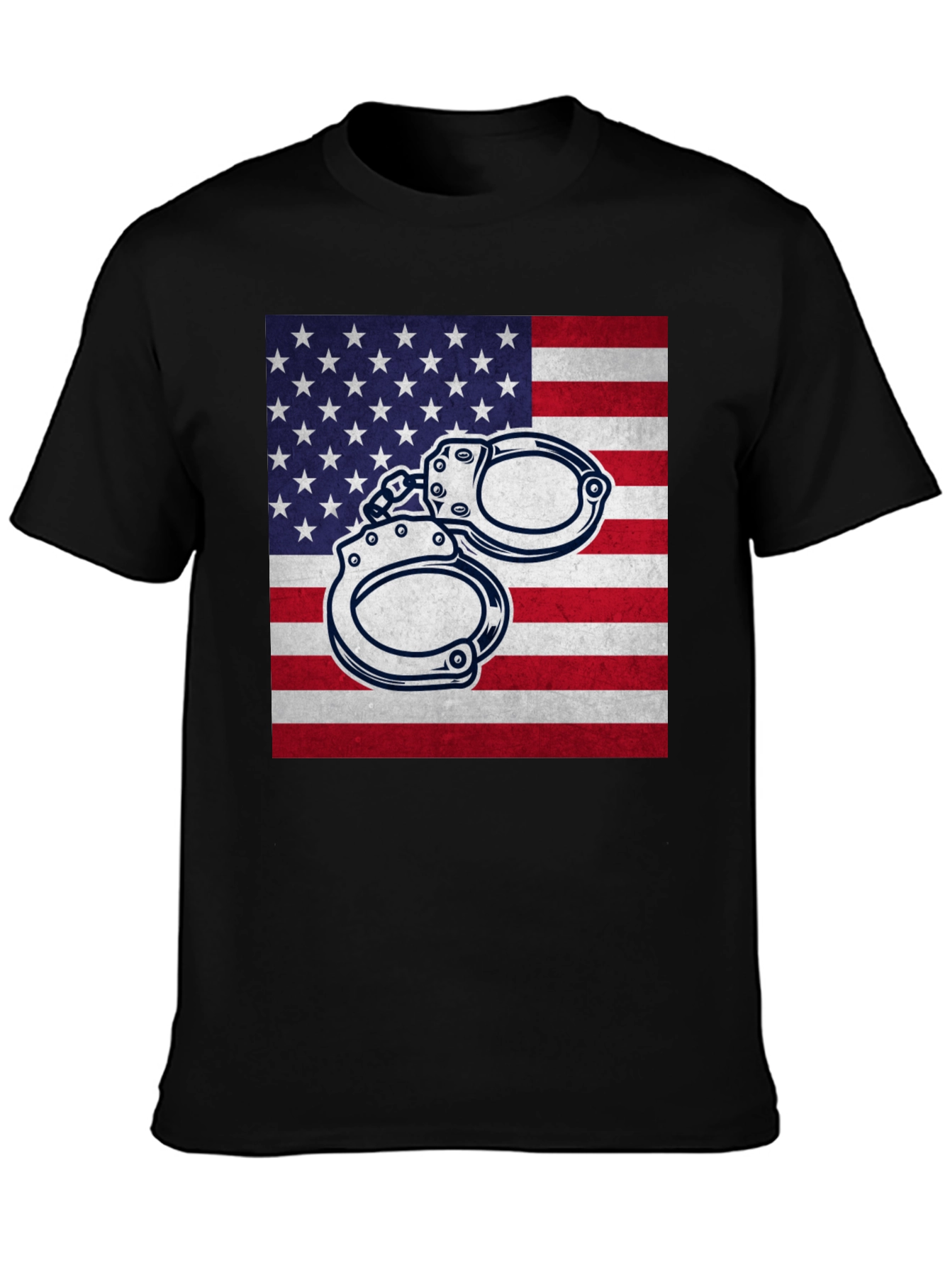 American Flag Handcuffs Graphic T-Shirt