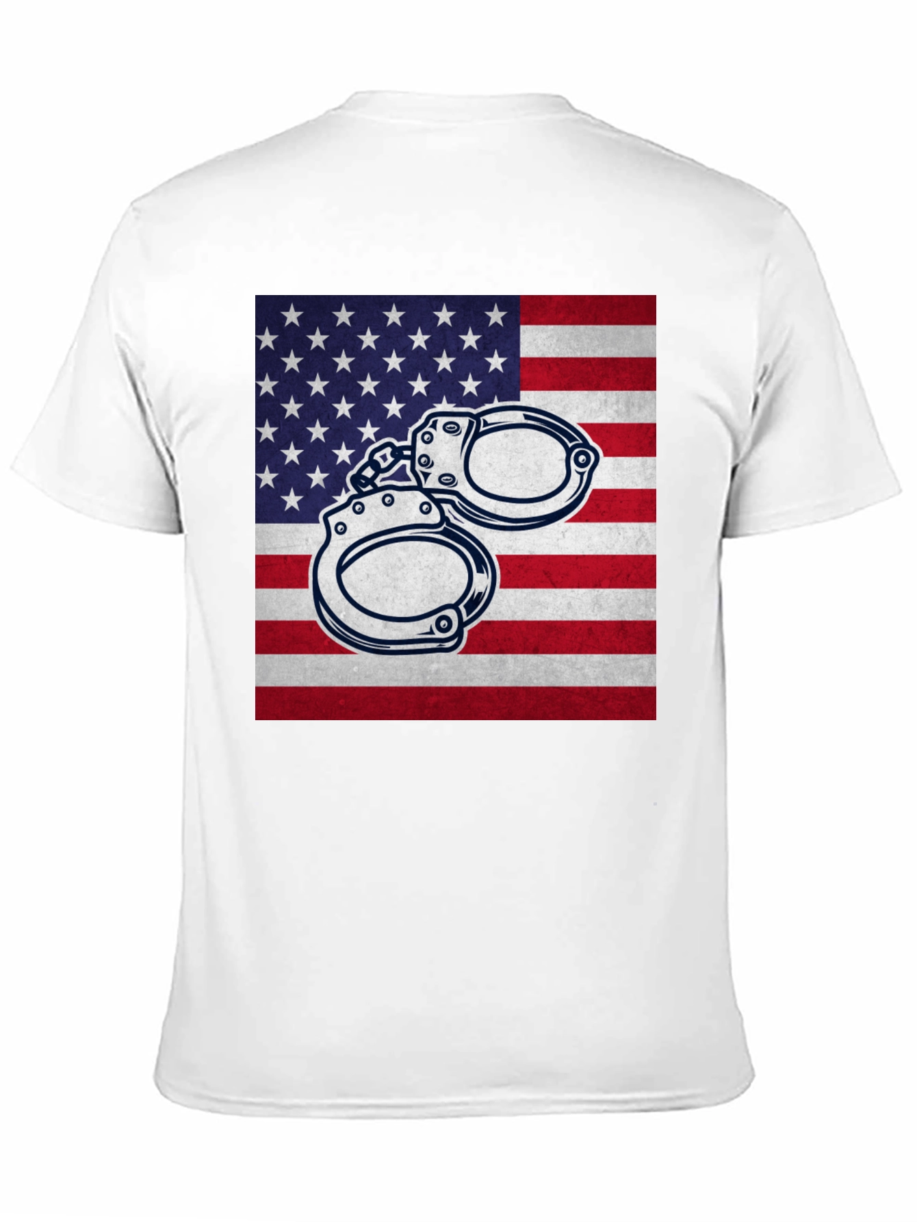 American Flag Handcuffs Graphic T-Shirt