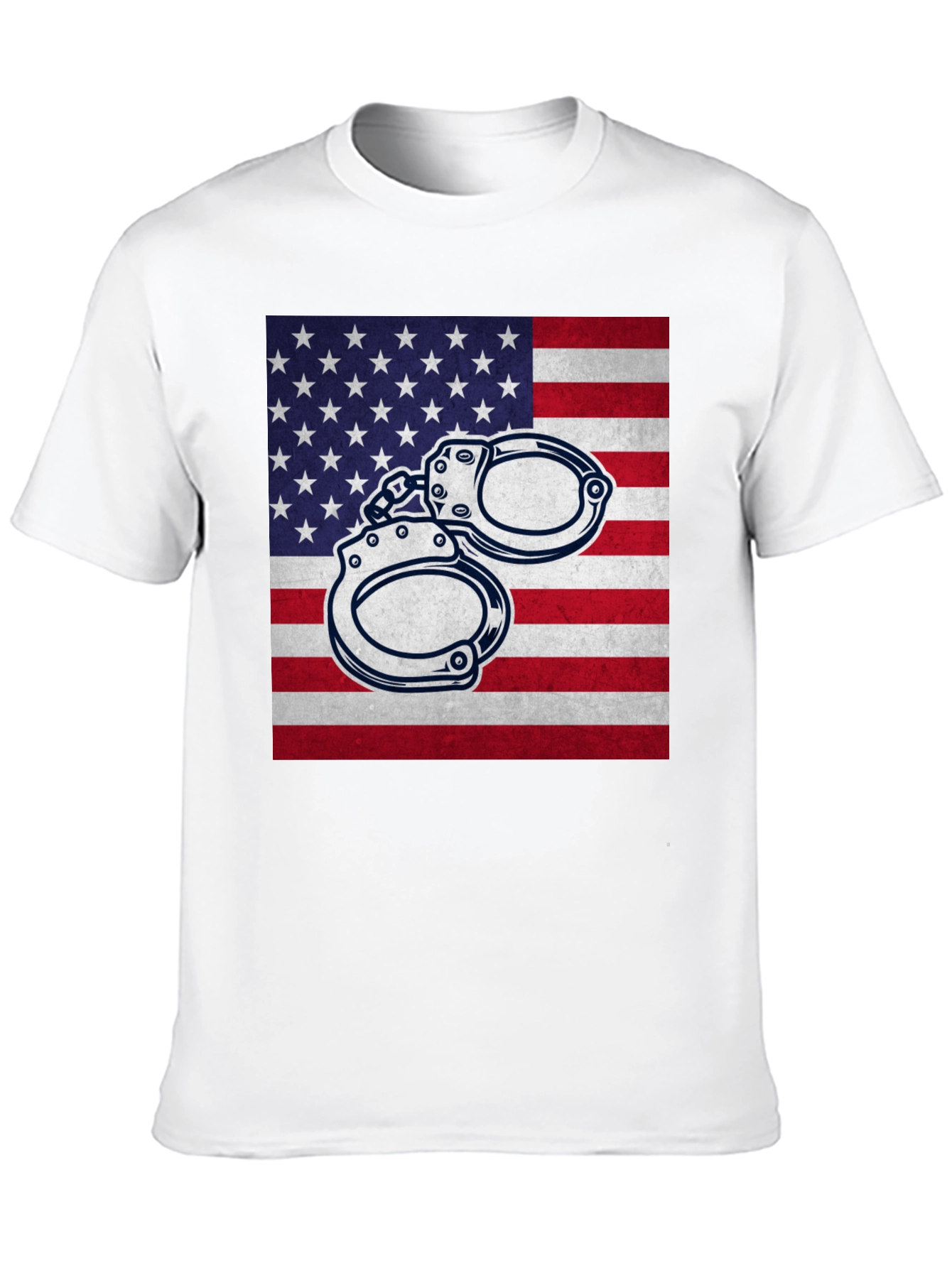 American Flag Handcuffs Graphic T-Shirt