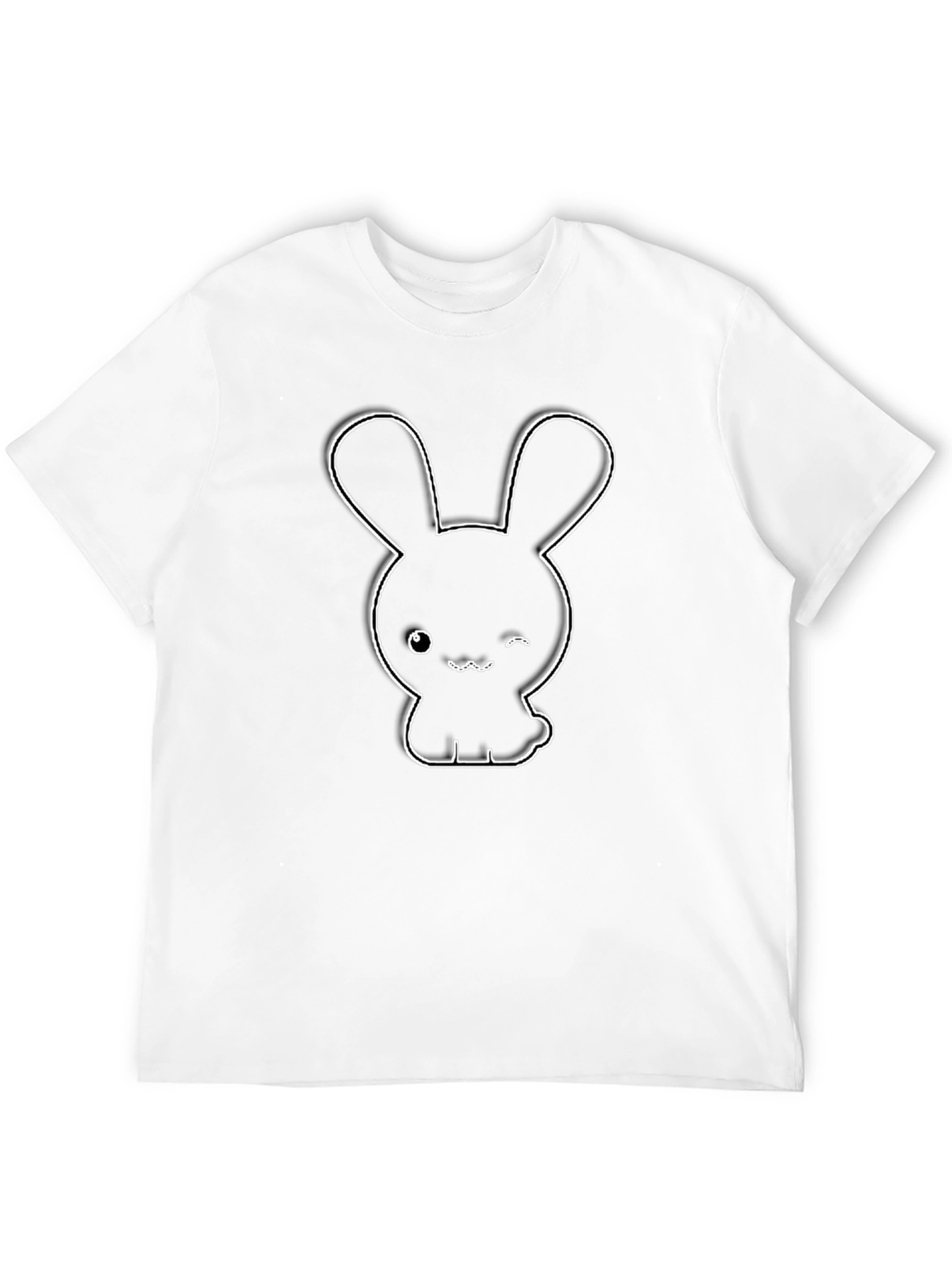 Cute Bunny Outline Black T-Shirt