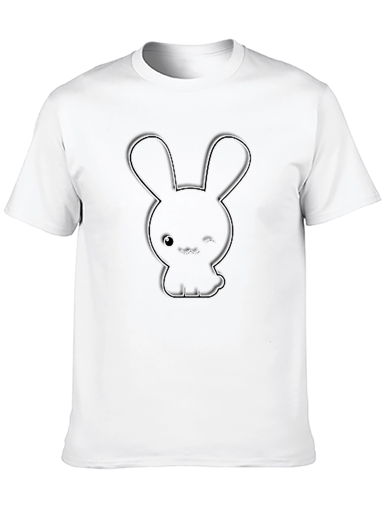 Cute Bunny Outline Black T-Shirt
