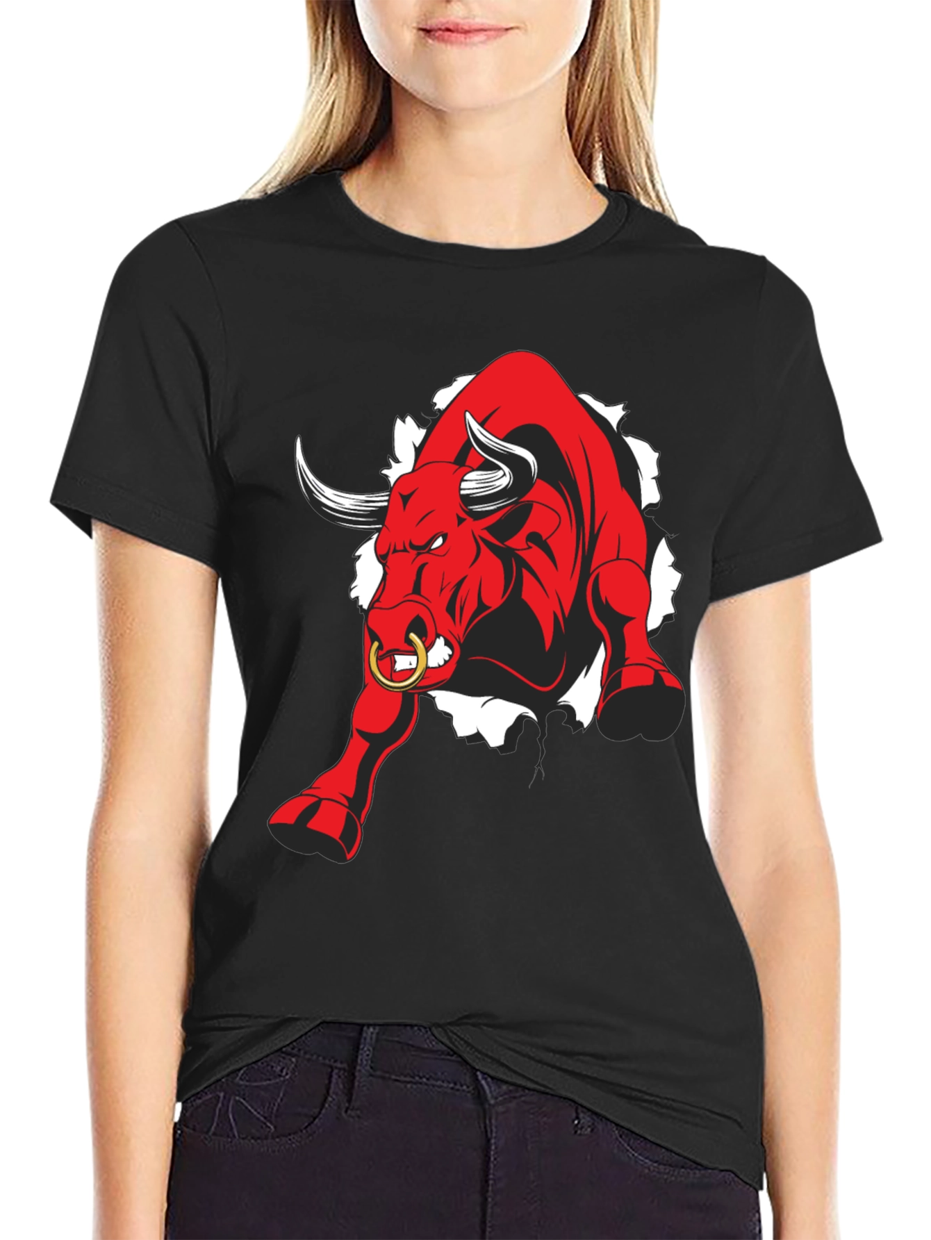 Raging Bull Graphic Tee - Black Cotton T-Shirt