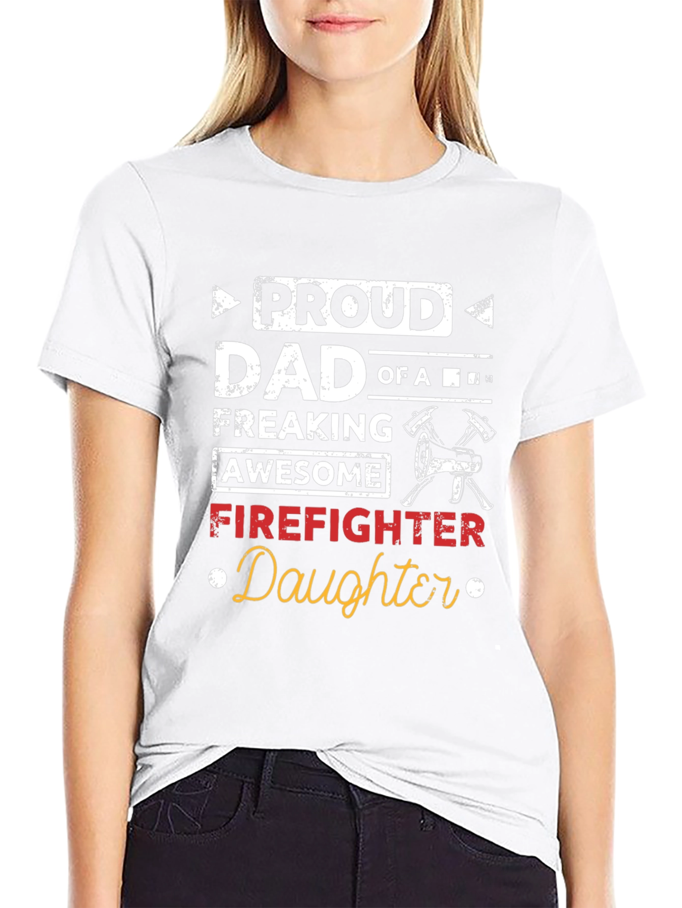 Proud Dad of a Firefighter Daughter Black T-Shirt
