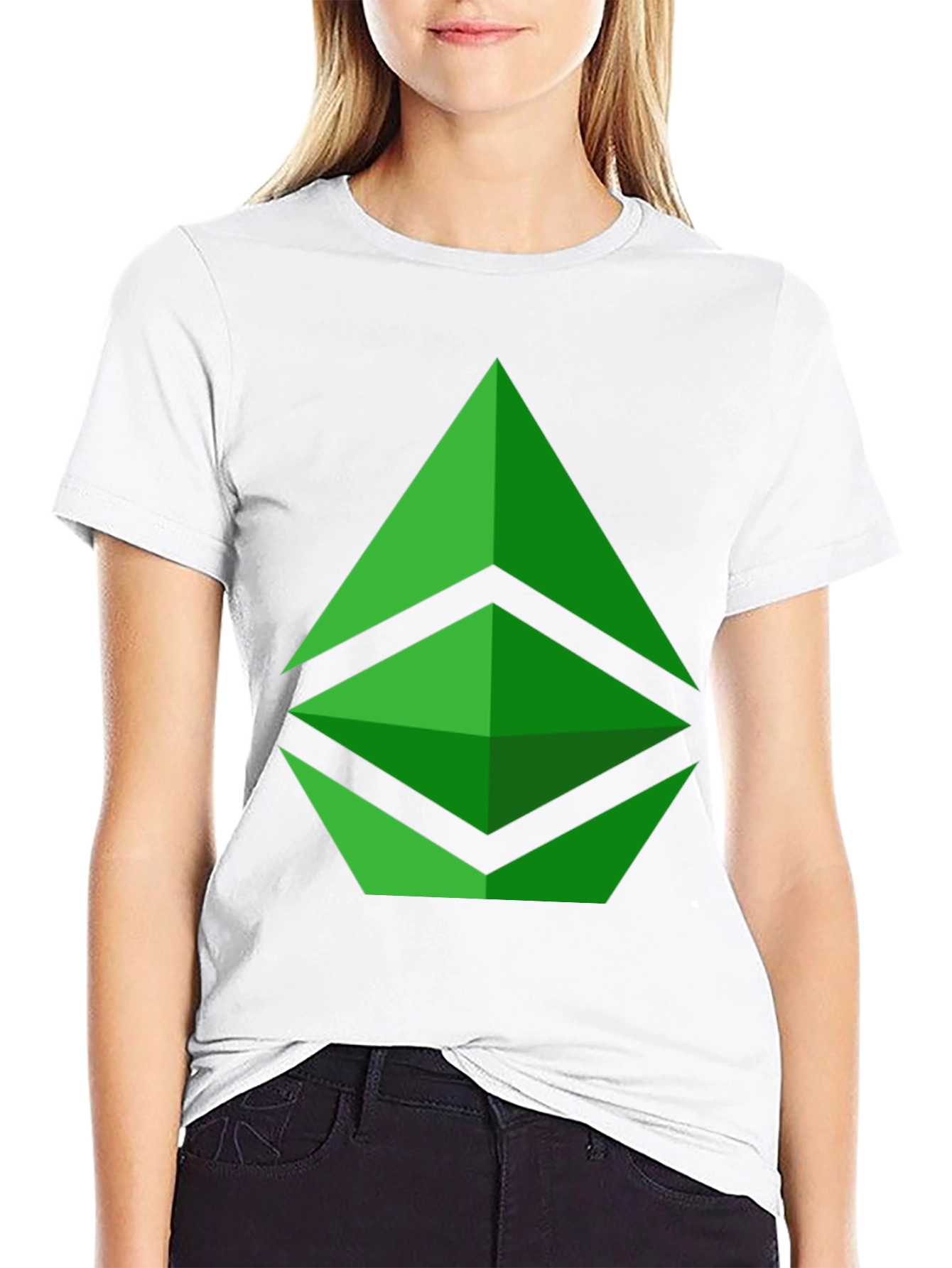 Green Crypto Logo Black T-Shirt