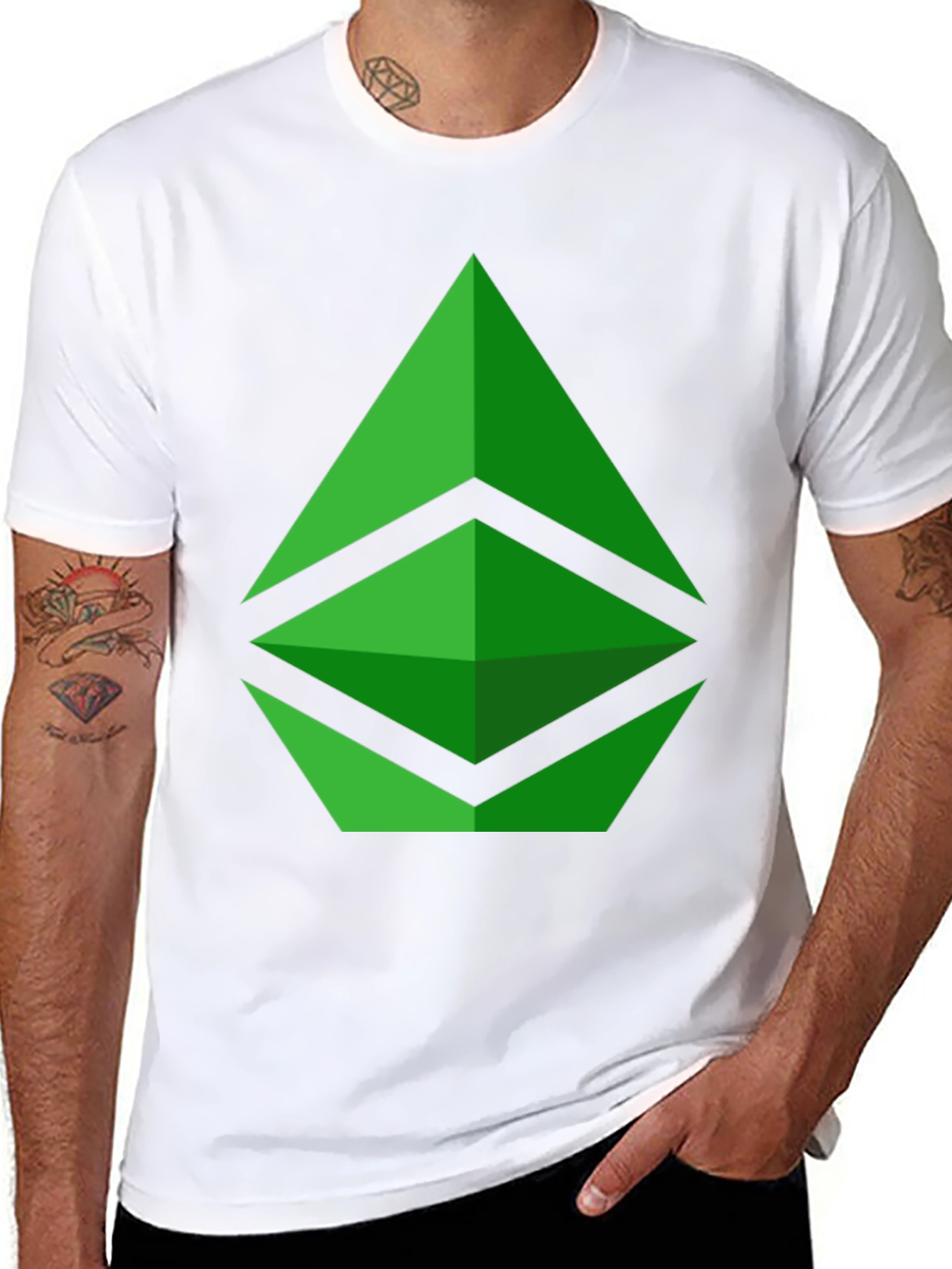 Green Crypto Logo Black T-Shirt