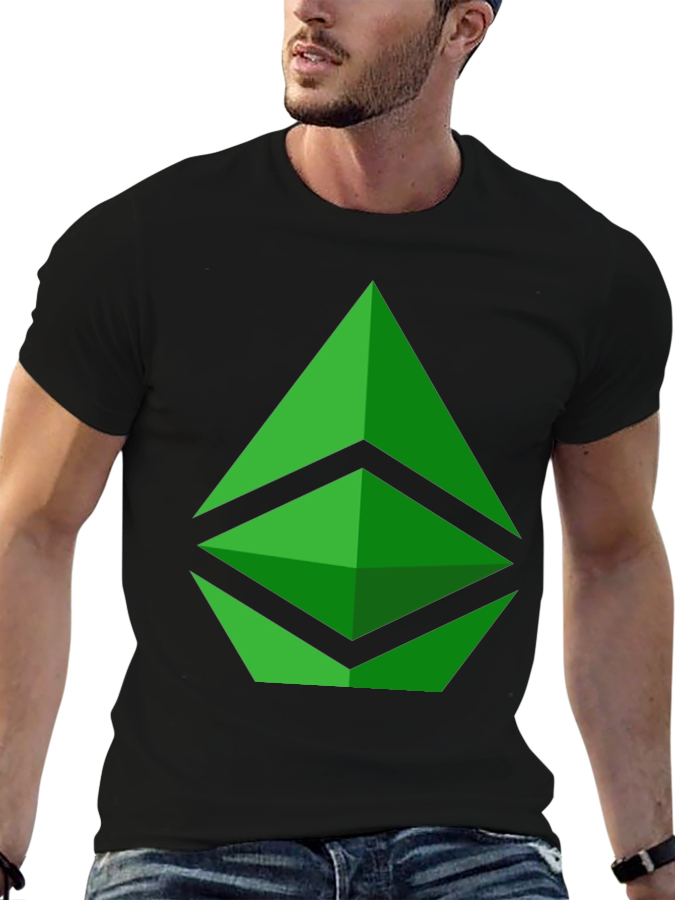 Green Crypto Logo Black T-Shirt
