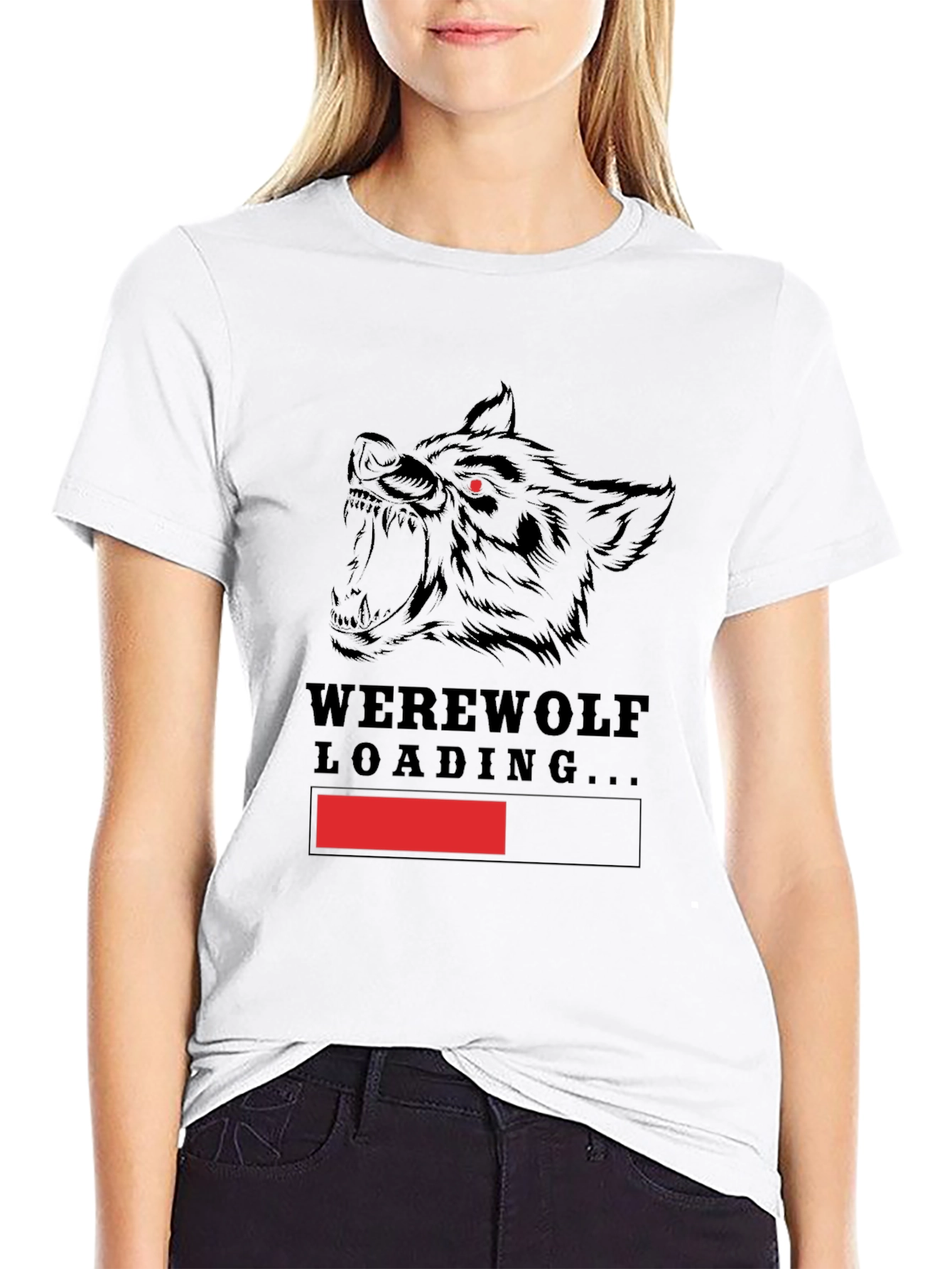 Werewolf Loading Graphic Print T-Shirt - Black
