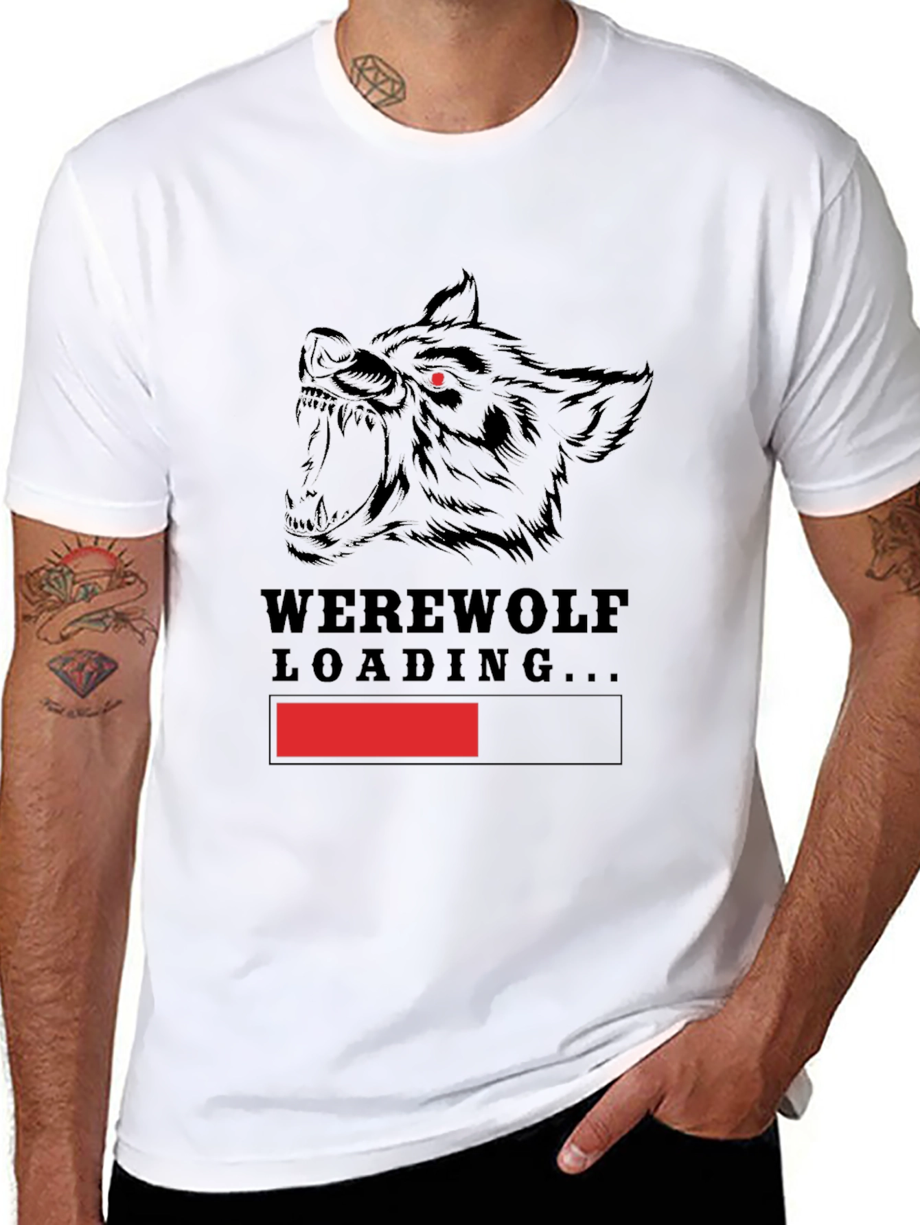 Werewolf Loading Graphic Print T-Shirt - Black