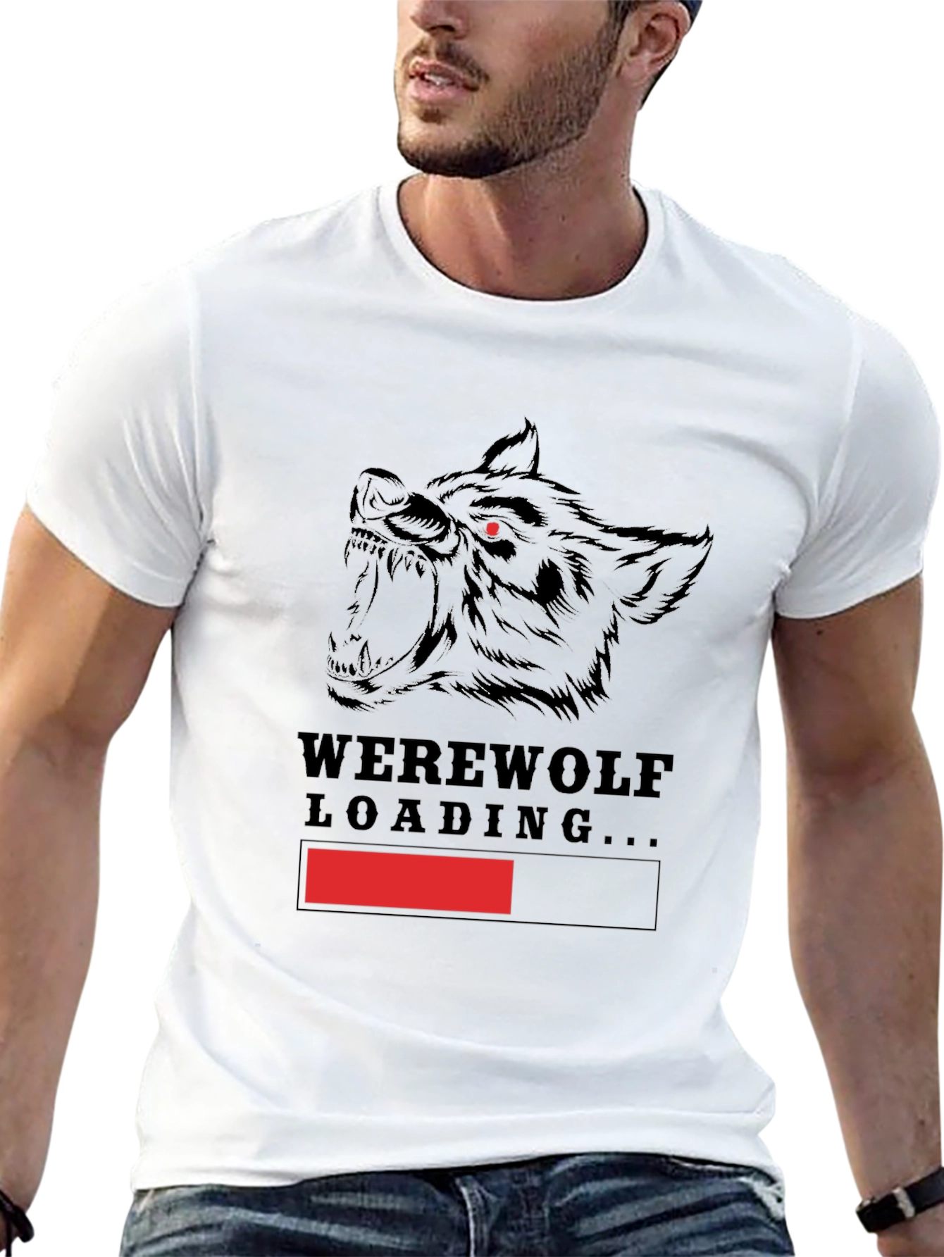 Werewolf Loading Graphic Print T-Shirt - Black