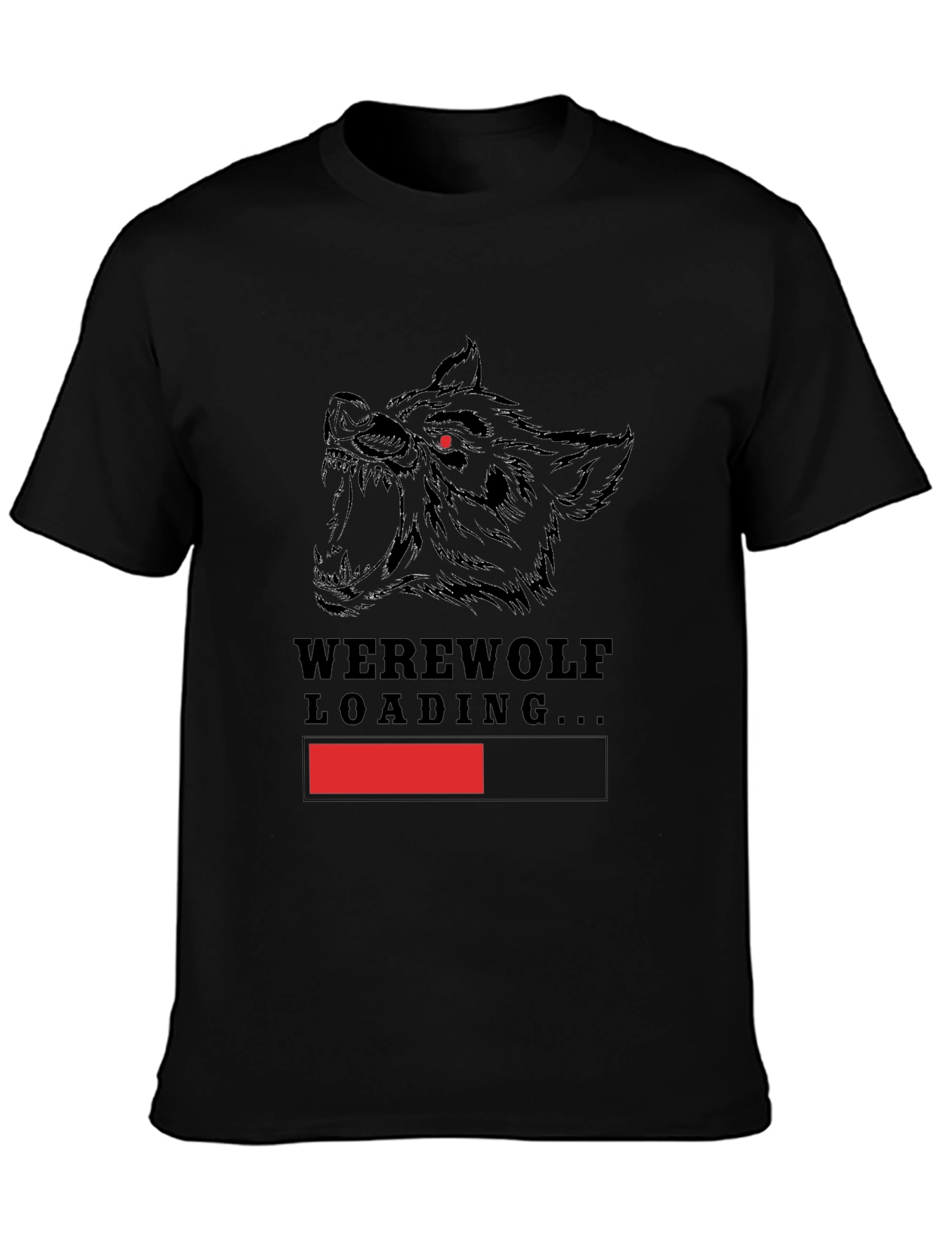 Werewolf Loading Graphic Print T-Shirt - Black