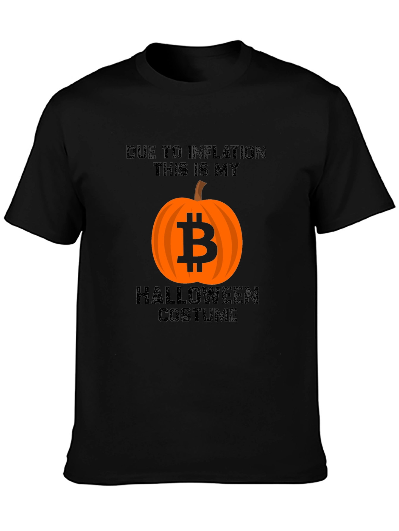 Bitcoin Pumpkin Inflation Halloween Costume Black T-Shirt