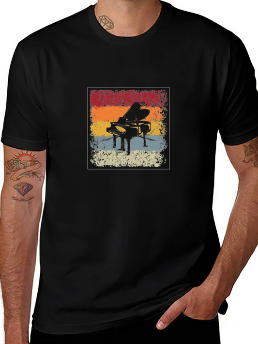 Vintage Piano T-Shirt - Retro Style Comfortable Fit