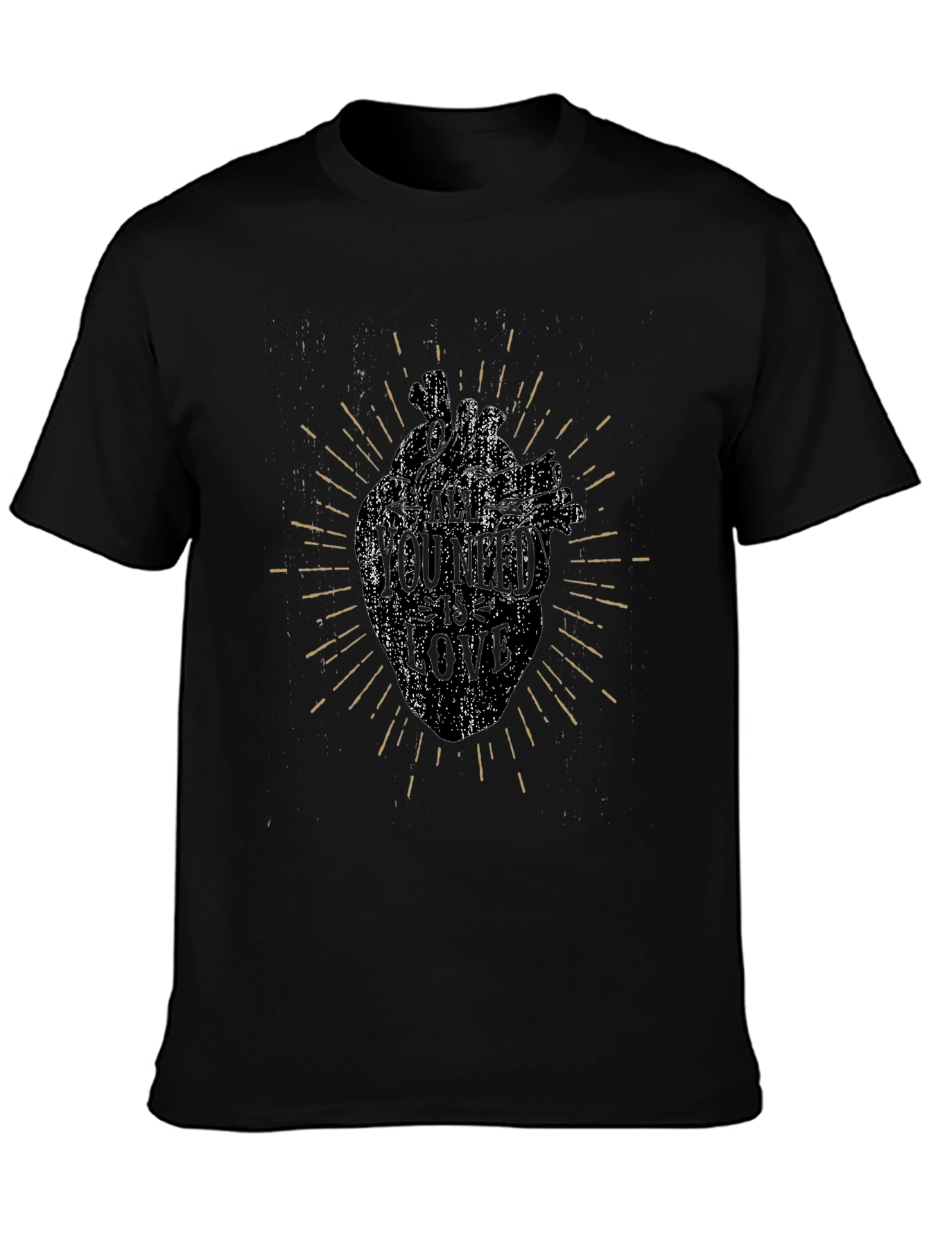 Heart Print Graphic Tee - Distressed Style