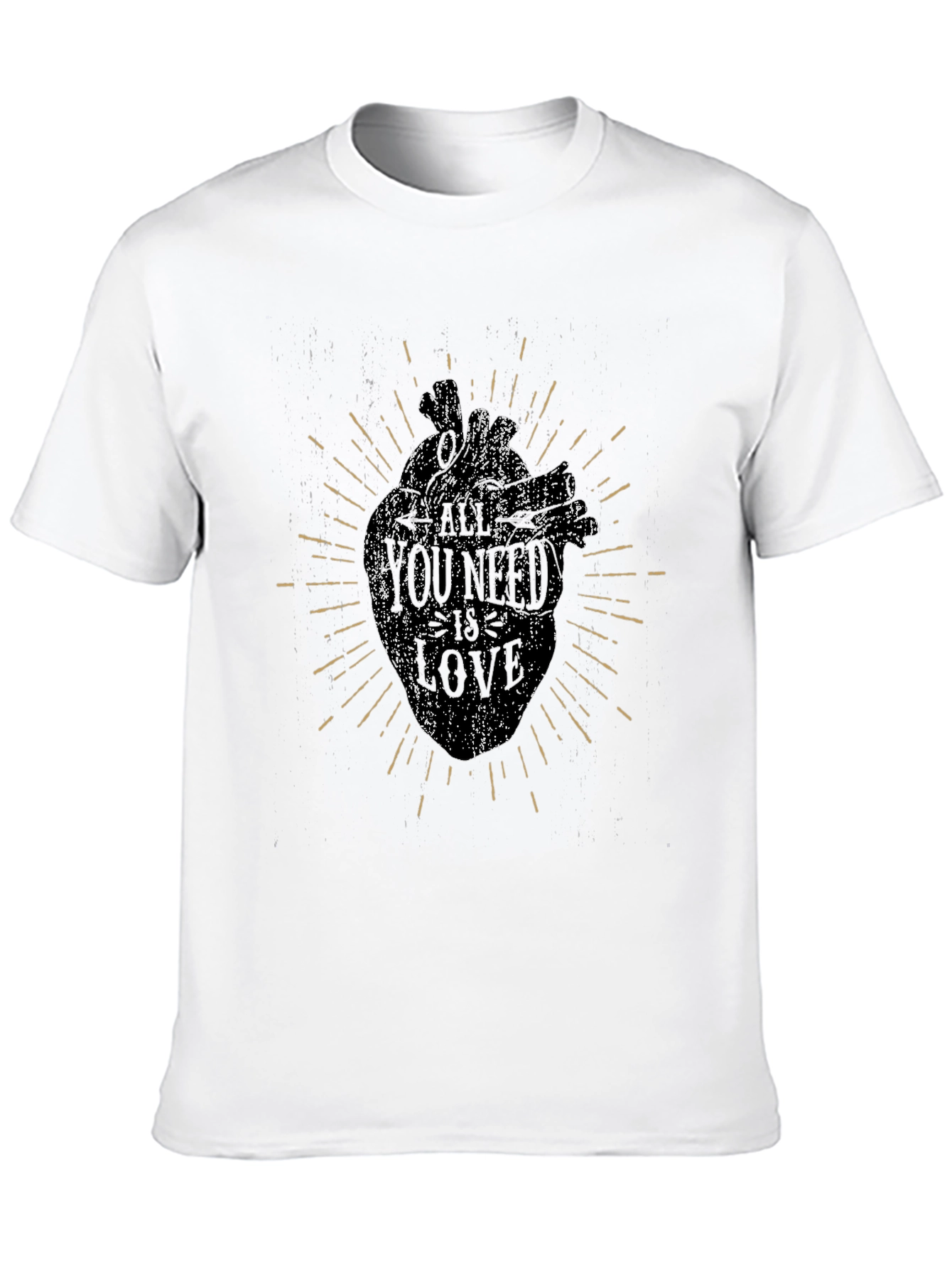Heart Print Graphic Tee - Distressed Style