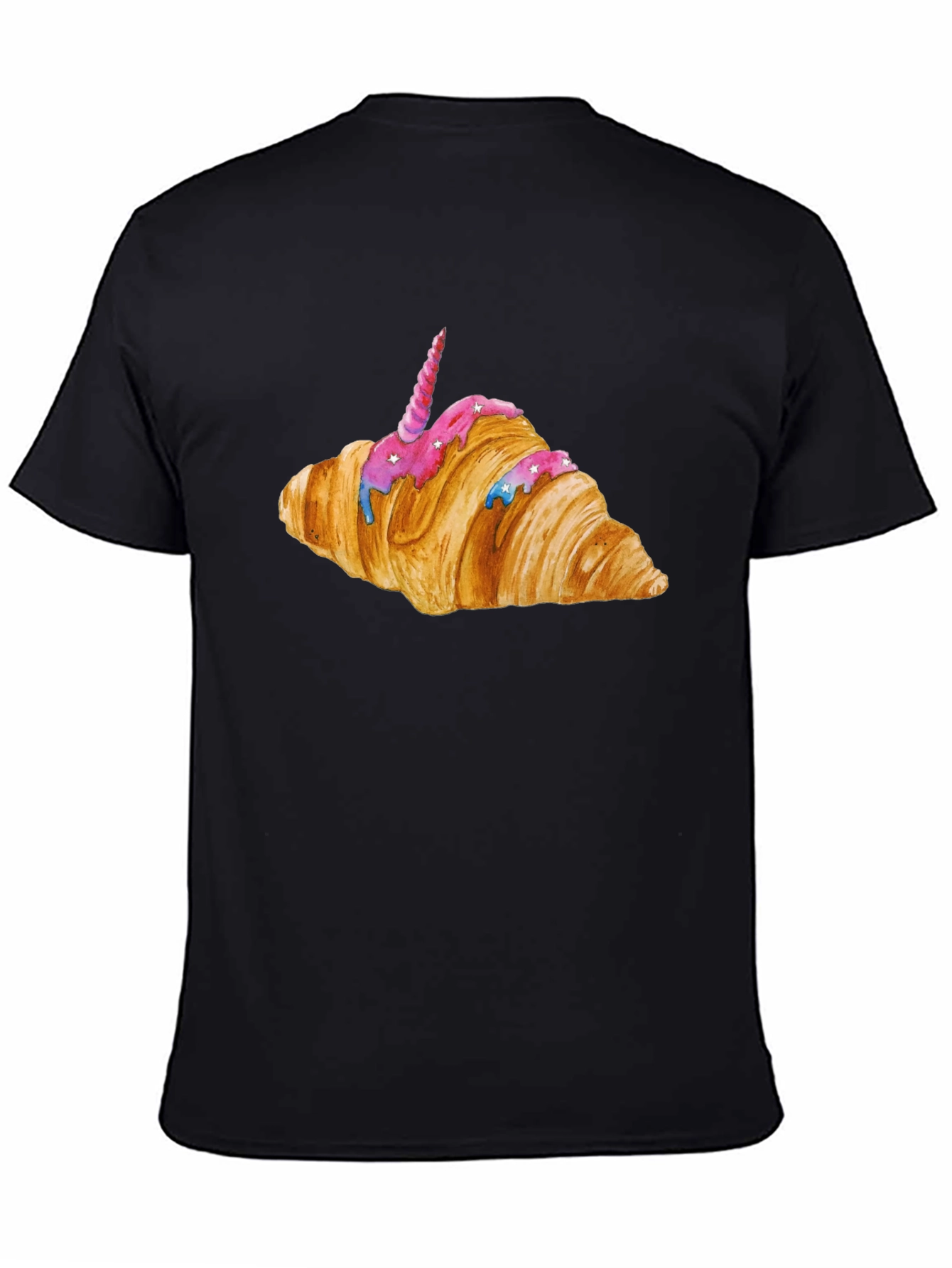 Unicorn Croissant Graphic T-Shirt - Black