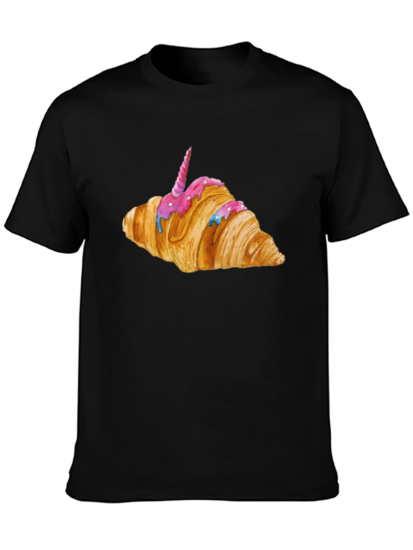 Unicorn Croissant Graphic T-Shirt - Black