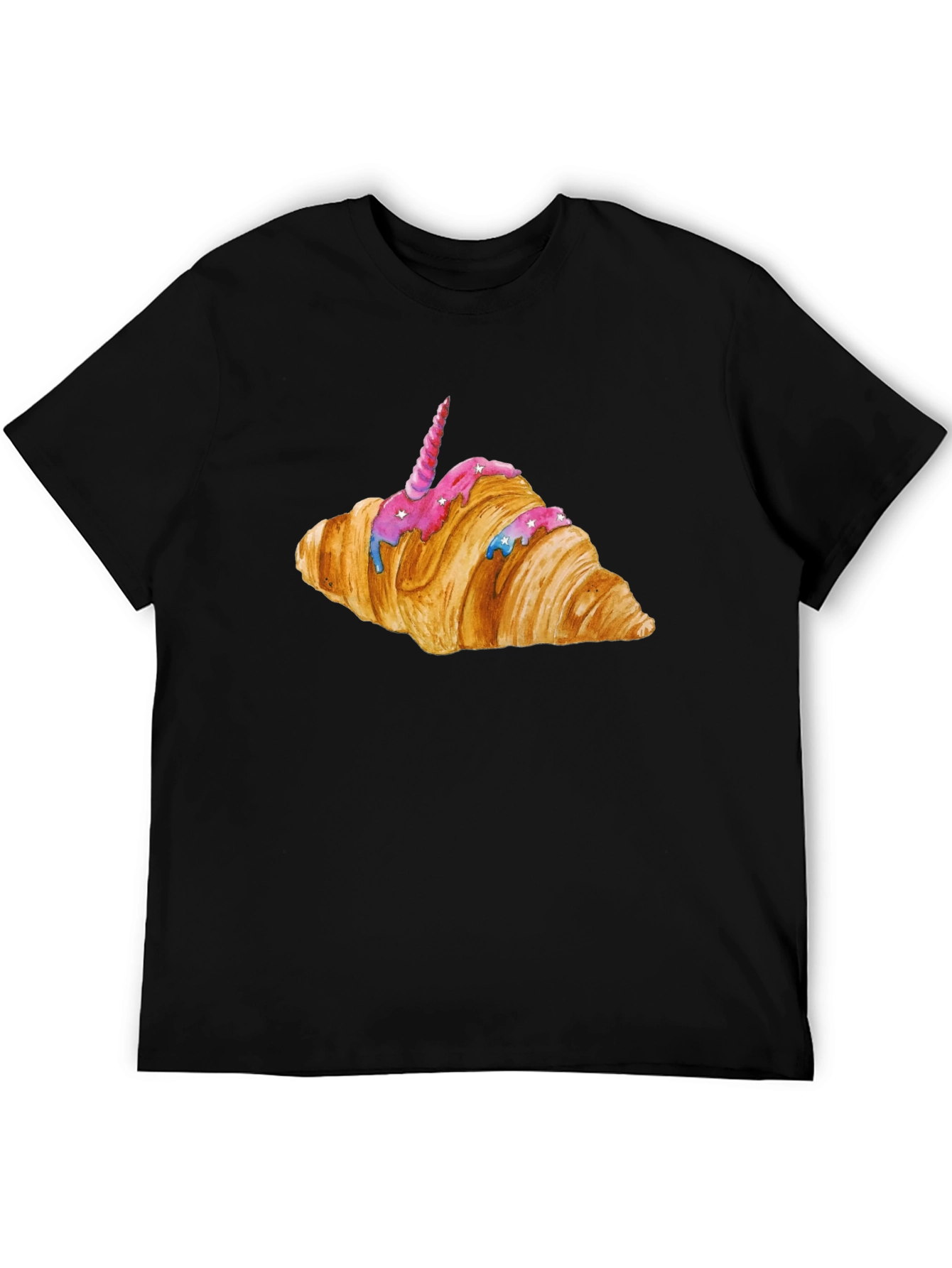 Unicorn Croissant Graphic T-Shirt - Black