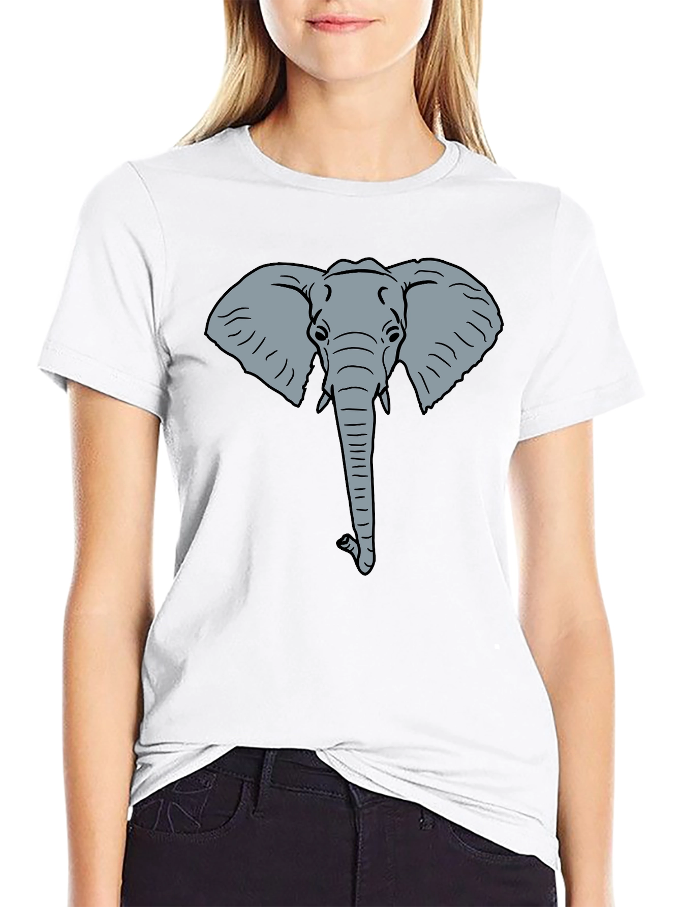 Elephant Graphic Tee - Black Cotton T-Shirt
