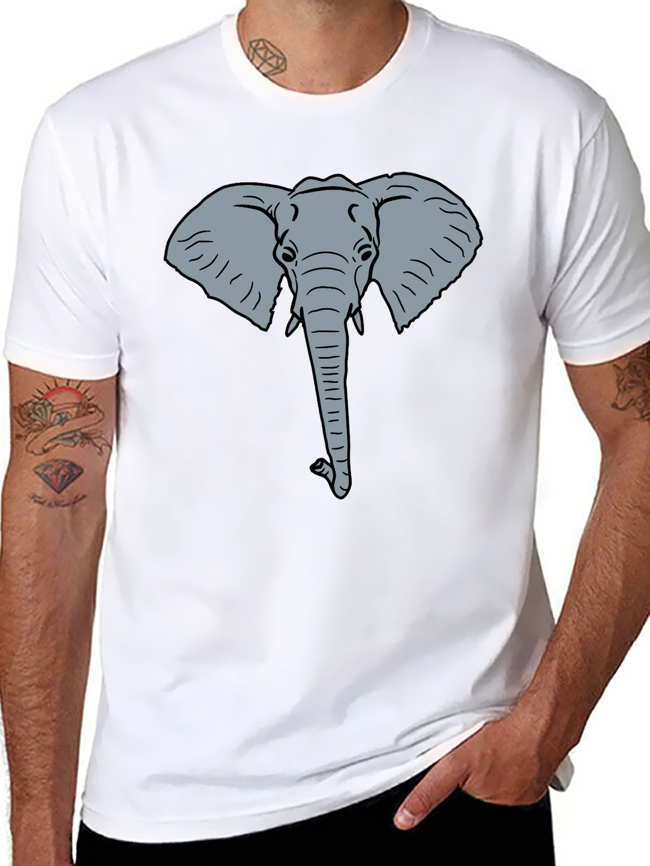 Elephant Graphic Tee - Black Cotton T-Shirt