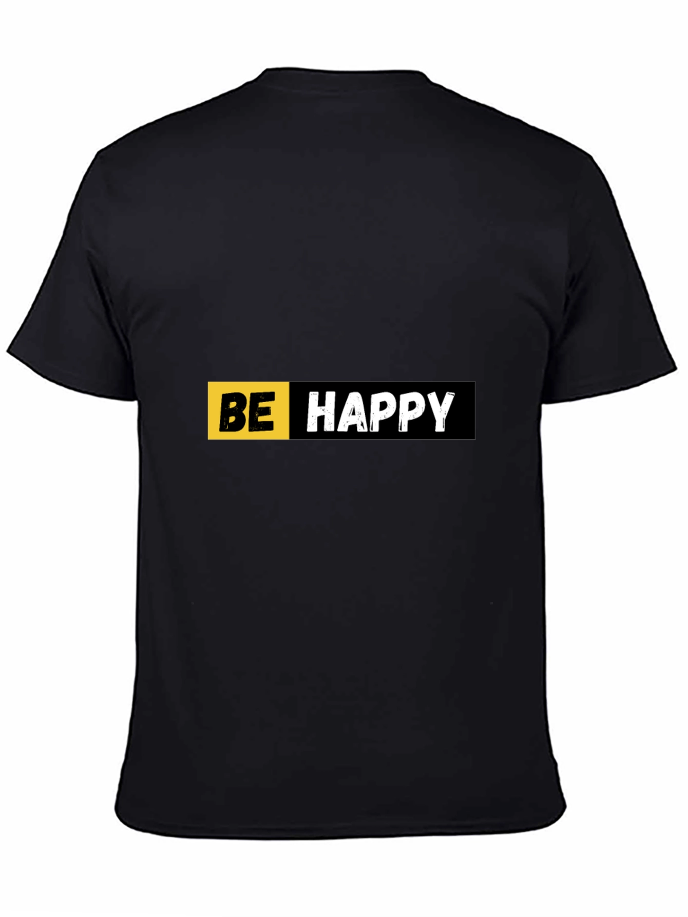 Be Happy Graphic Print Black T-Shirt