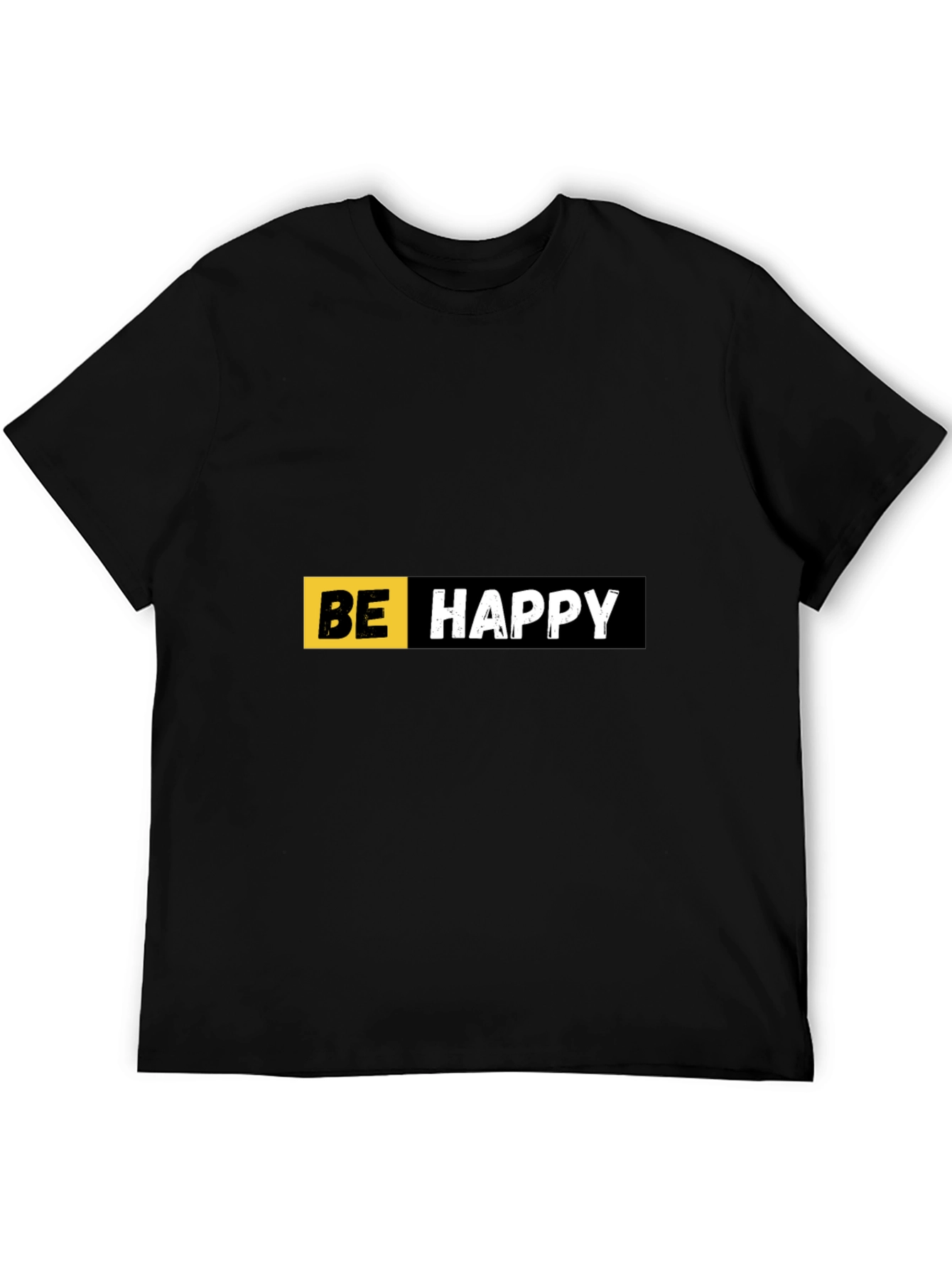 Be Happy Graphic Print Black T-Shirt