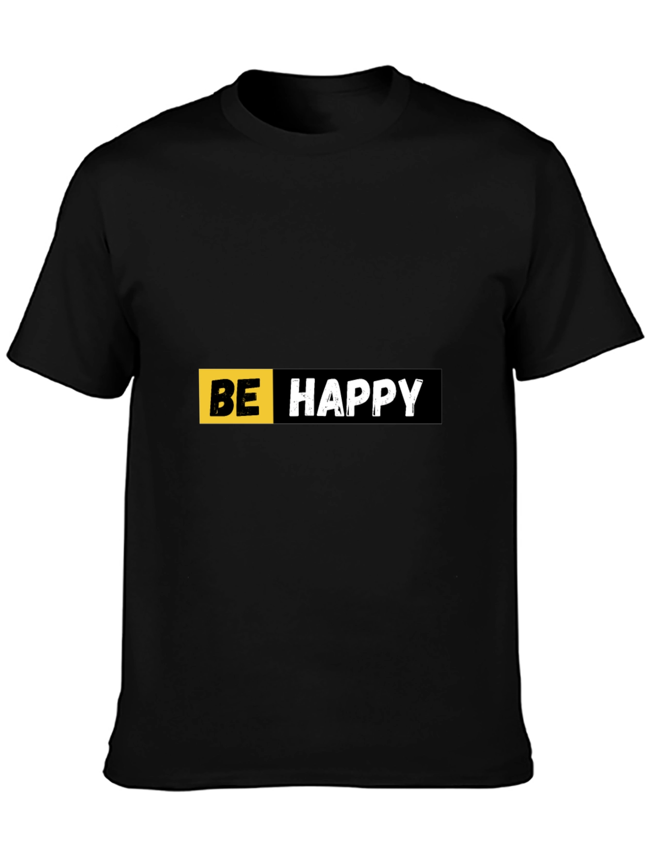 Be Happy Graphic Print Black T-Shirt
