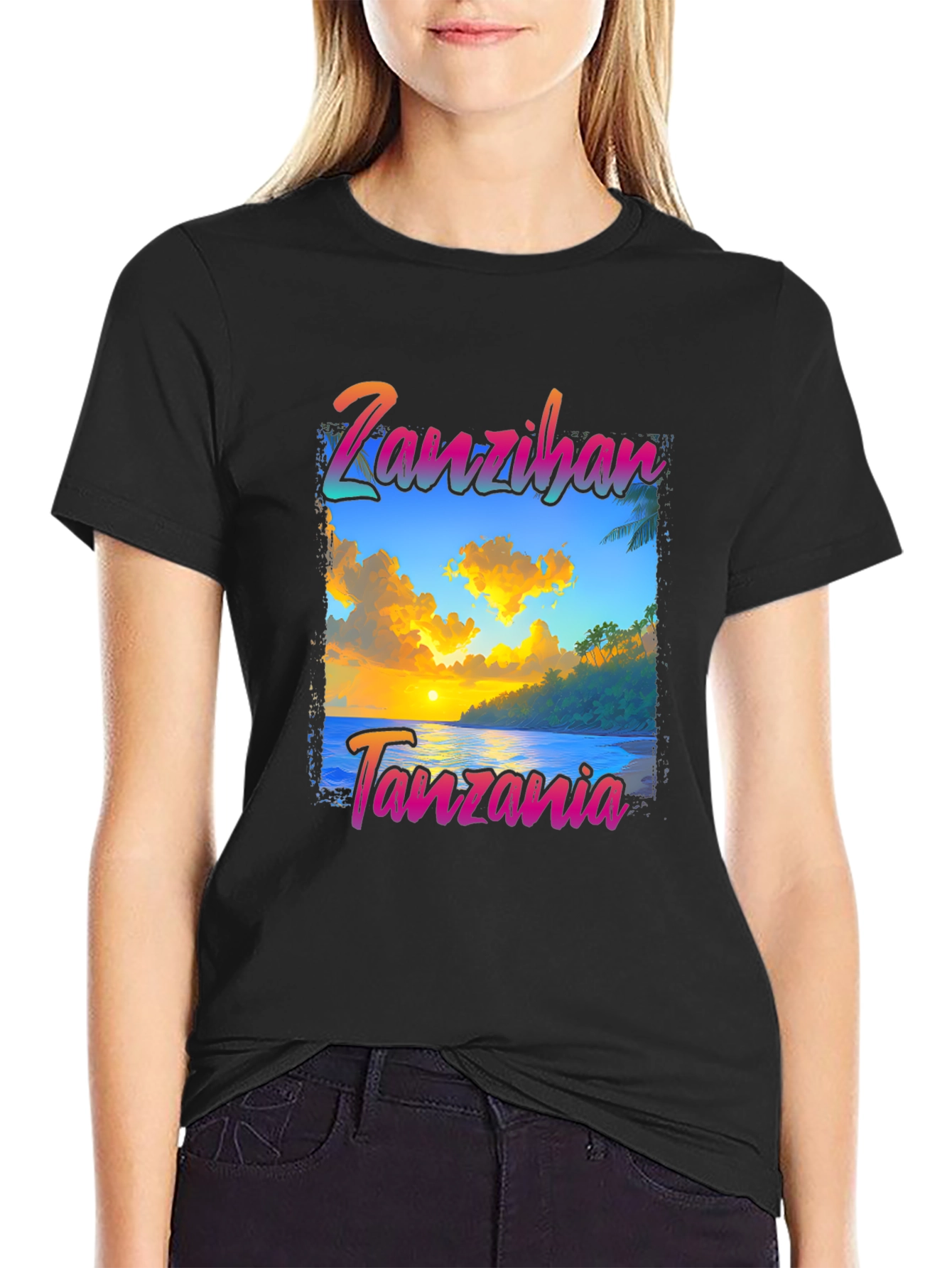 Zanzibar Tanzania T-Shirt - Beach Sunset Design