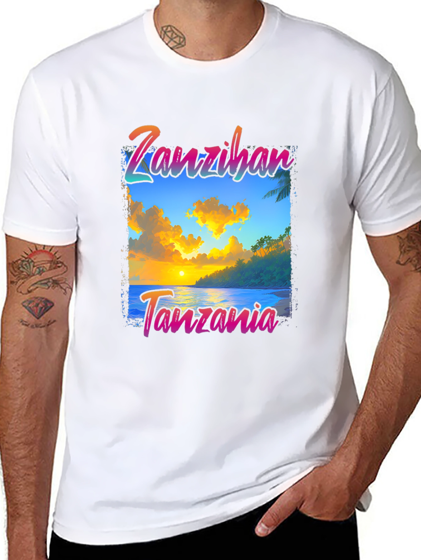 Zanzibar Tanzania T-Shirt - Beach Sunset Design
