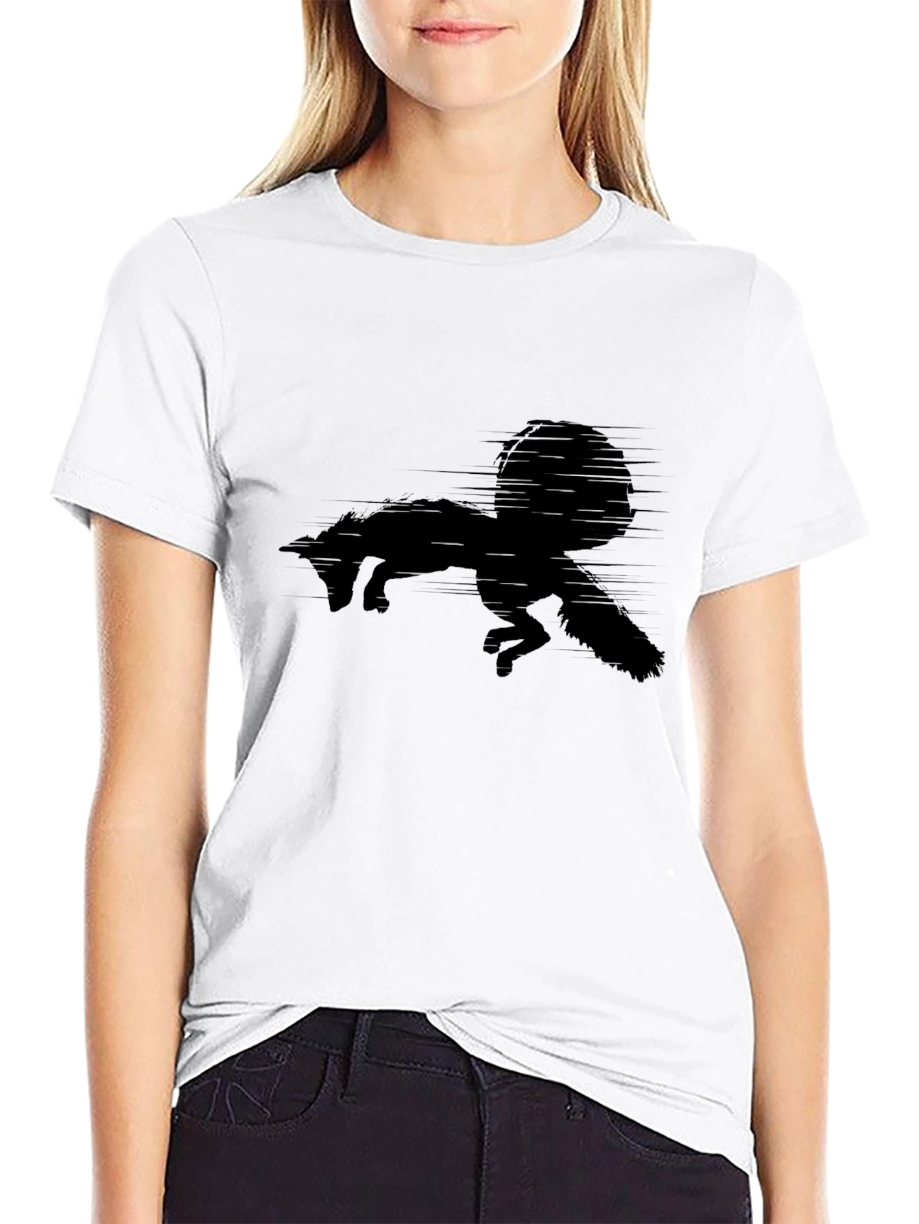 Black Fox Silhouette Mens Tee - Stylish Graphic T-Shirt