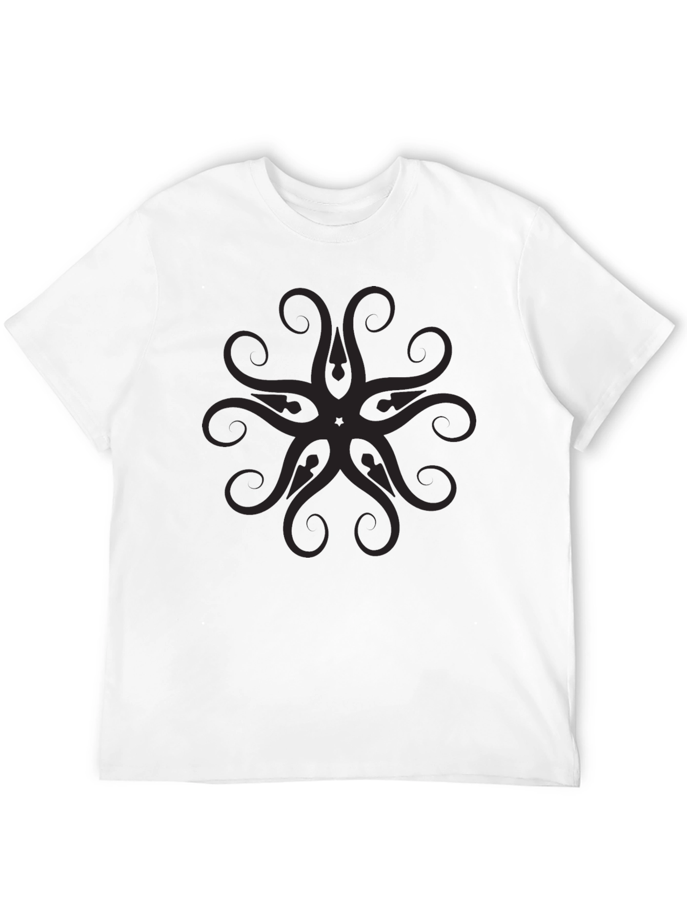 Mens Black Graphic Tee - Abstract Mandala Design