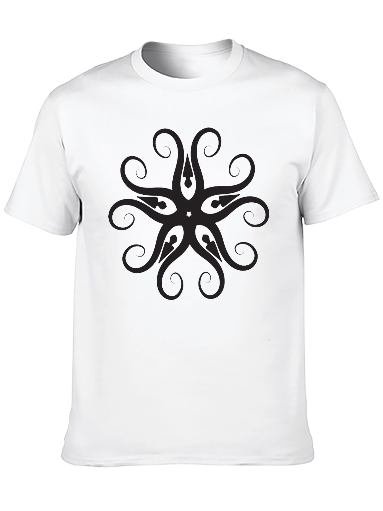 Mens Black Graphic Tee - Abstract Mandala Design