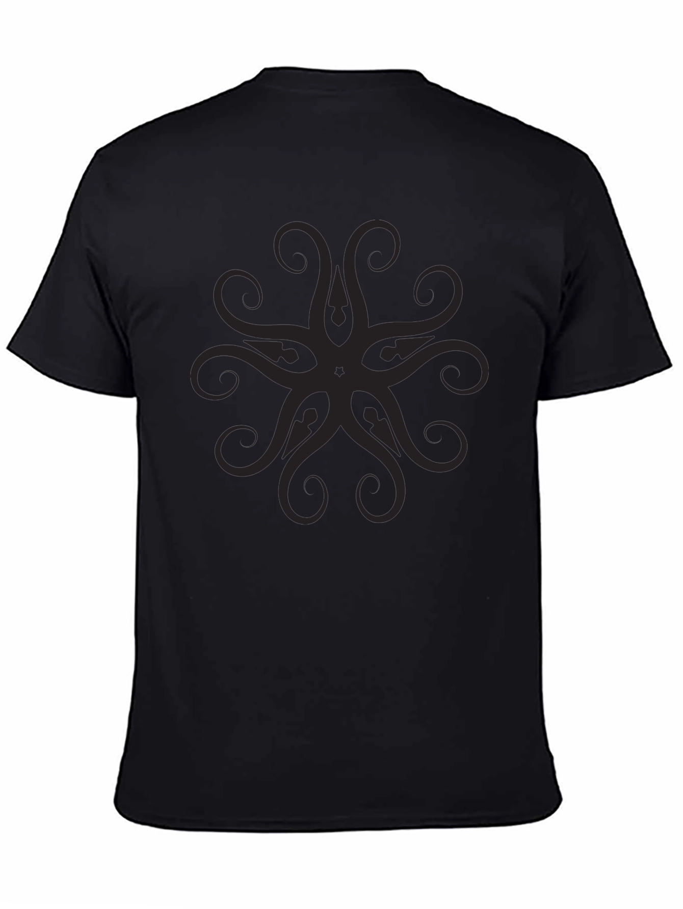 Mens Black Graphic Tee - Abstract Mandala Design