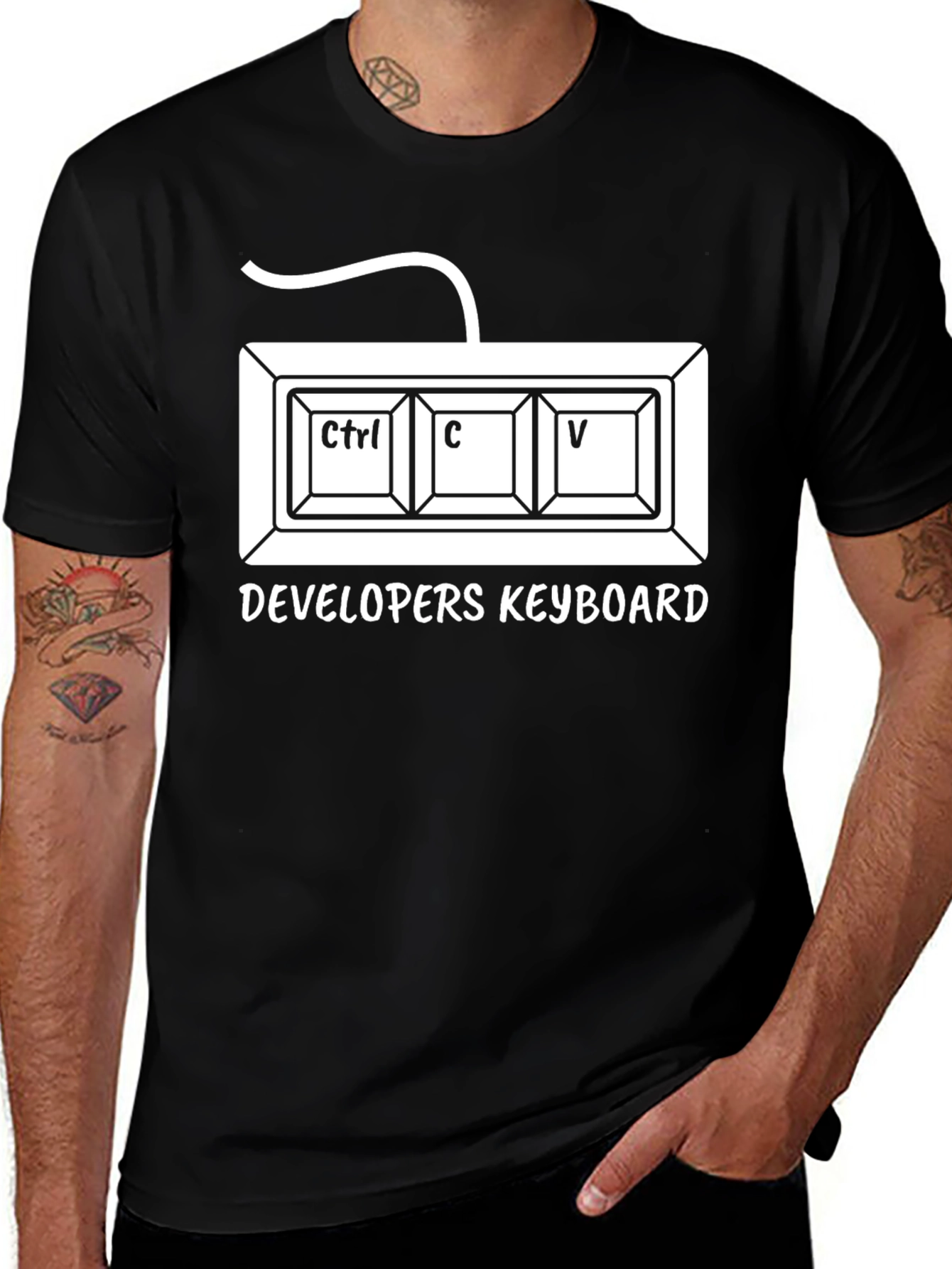 Developers Keyboard T-Shirt - Ctrl C V Programmer Tee
