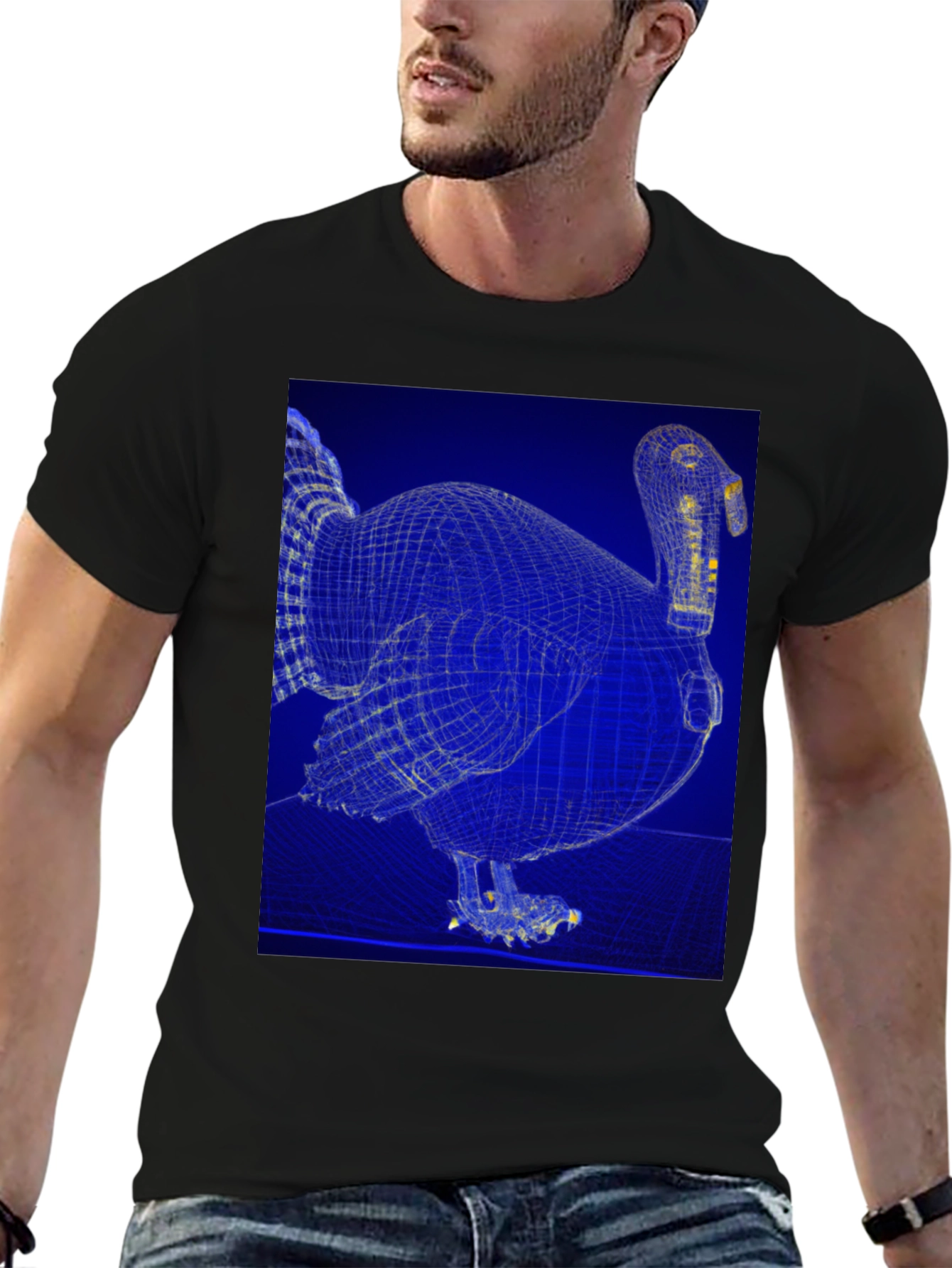 Wireframe Turkey Graphic Tee - Quirky Design