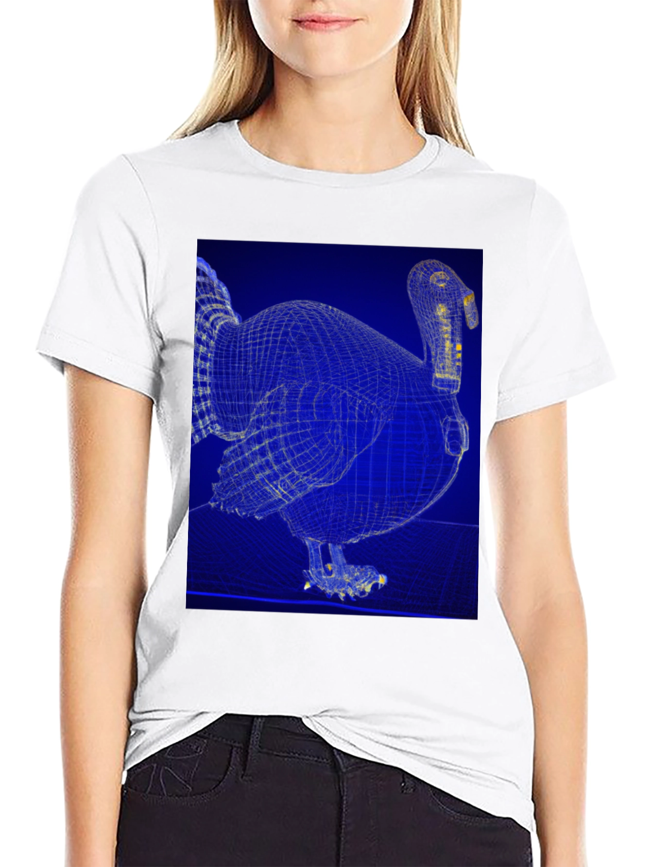 Wireframe Turkey Graphic Tee - Quirky Design