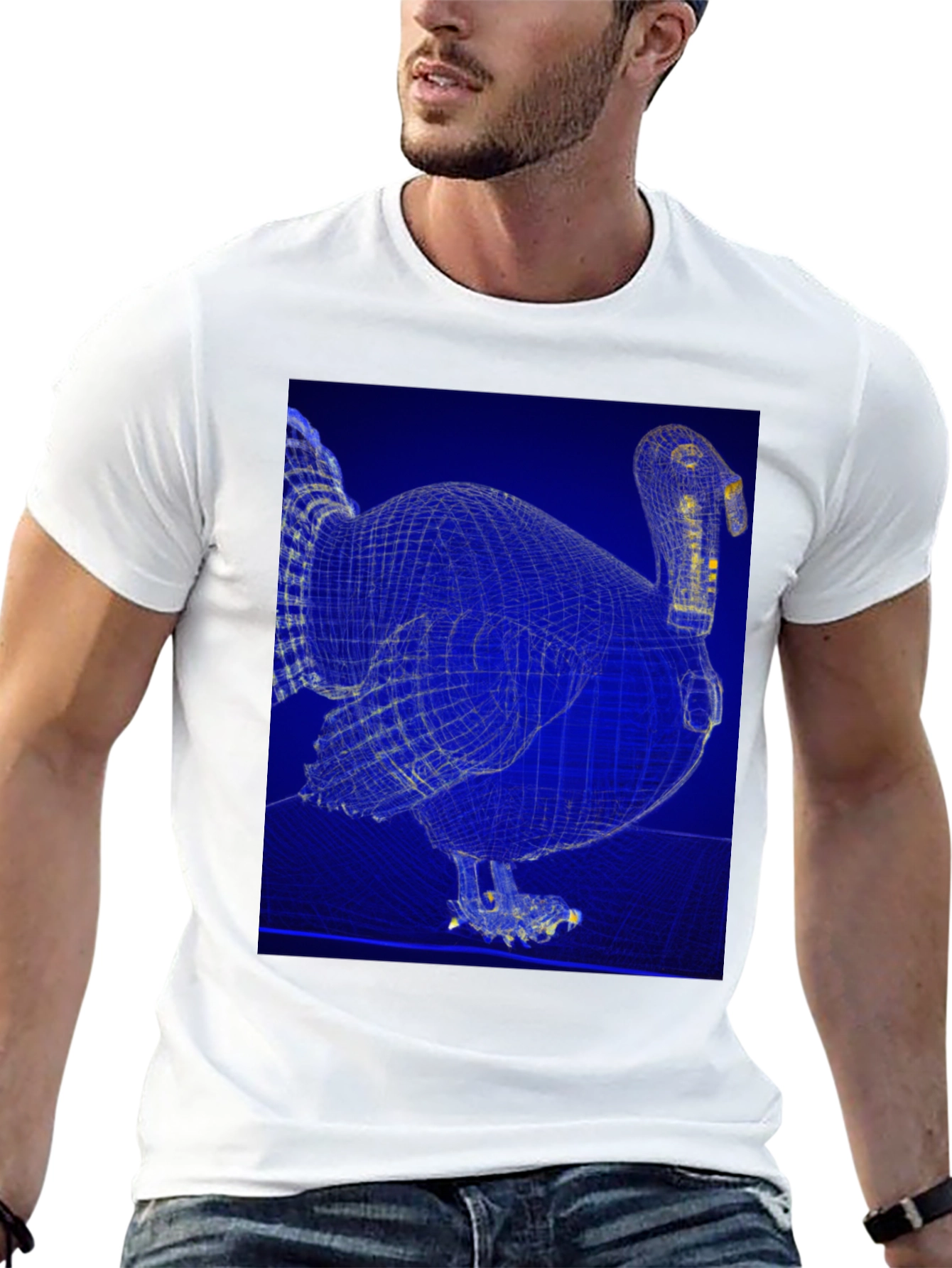 Wireframe Turkey Graphic Tee - Quirky Design
