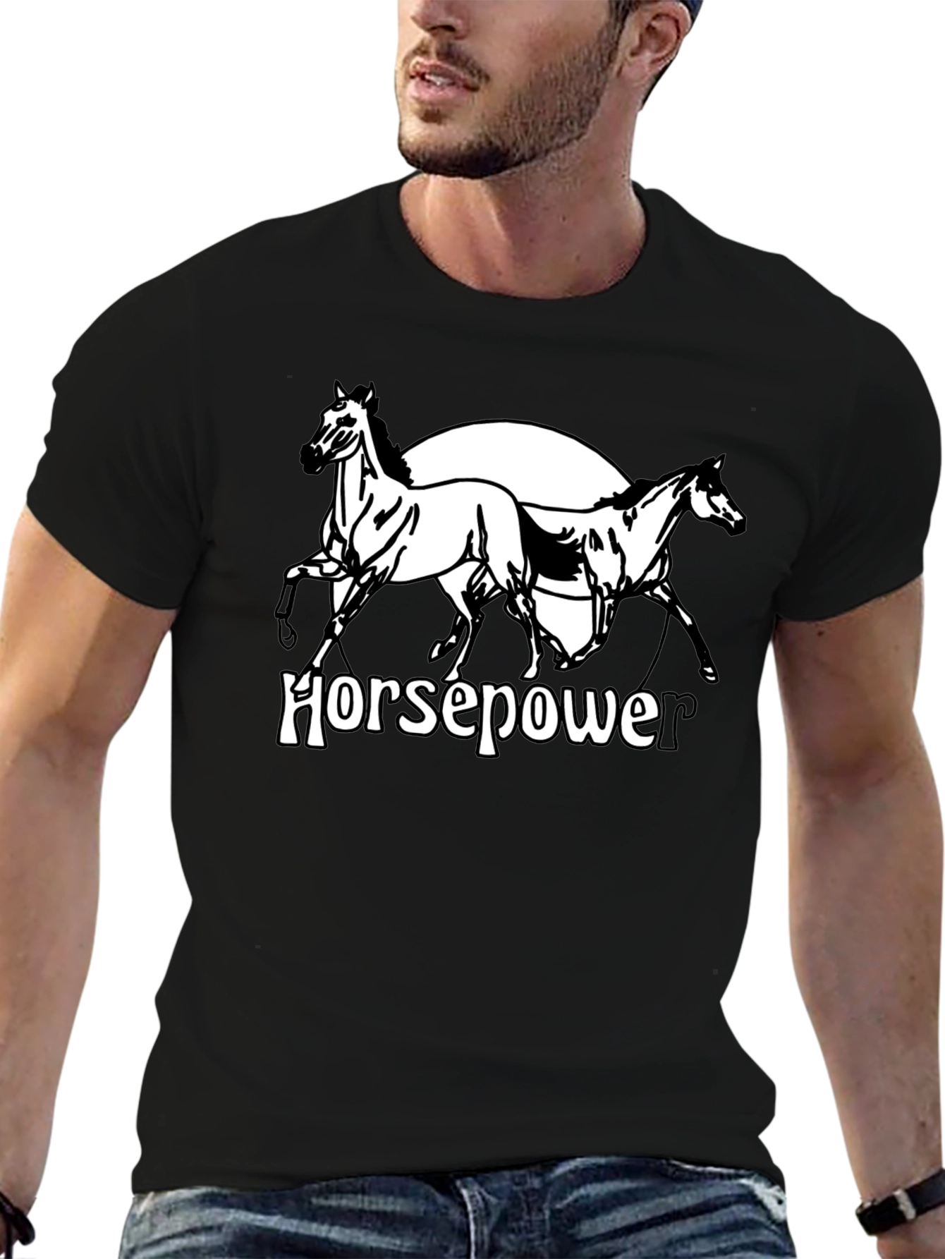 Horsepower Graphic Tee - Stylish Black T-Shirt