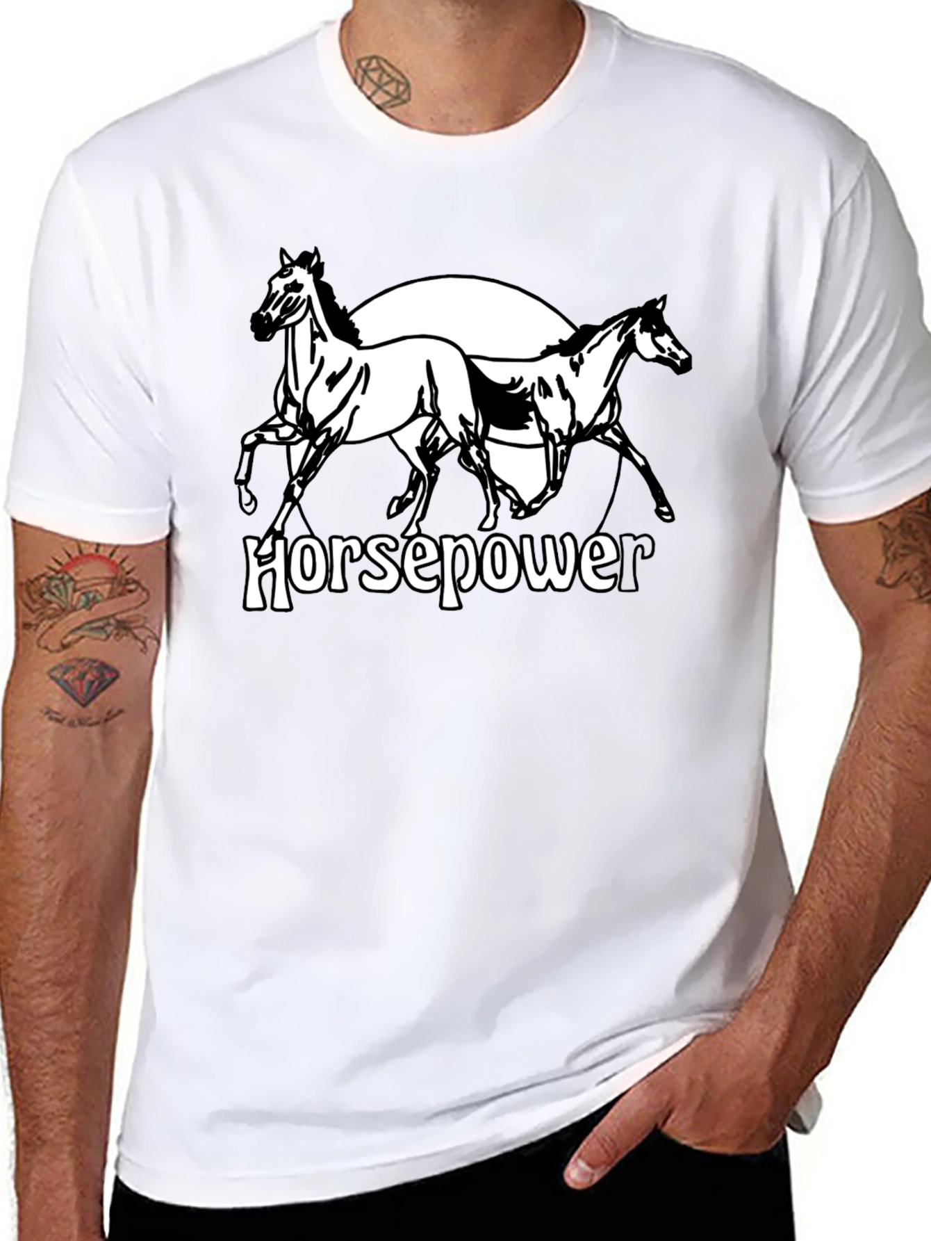 Horsepower Graphic Tee - Stylish Black T-Shirt