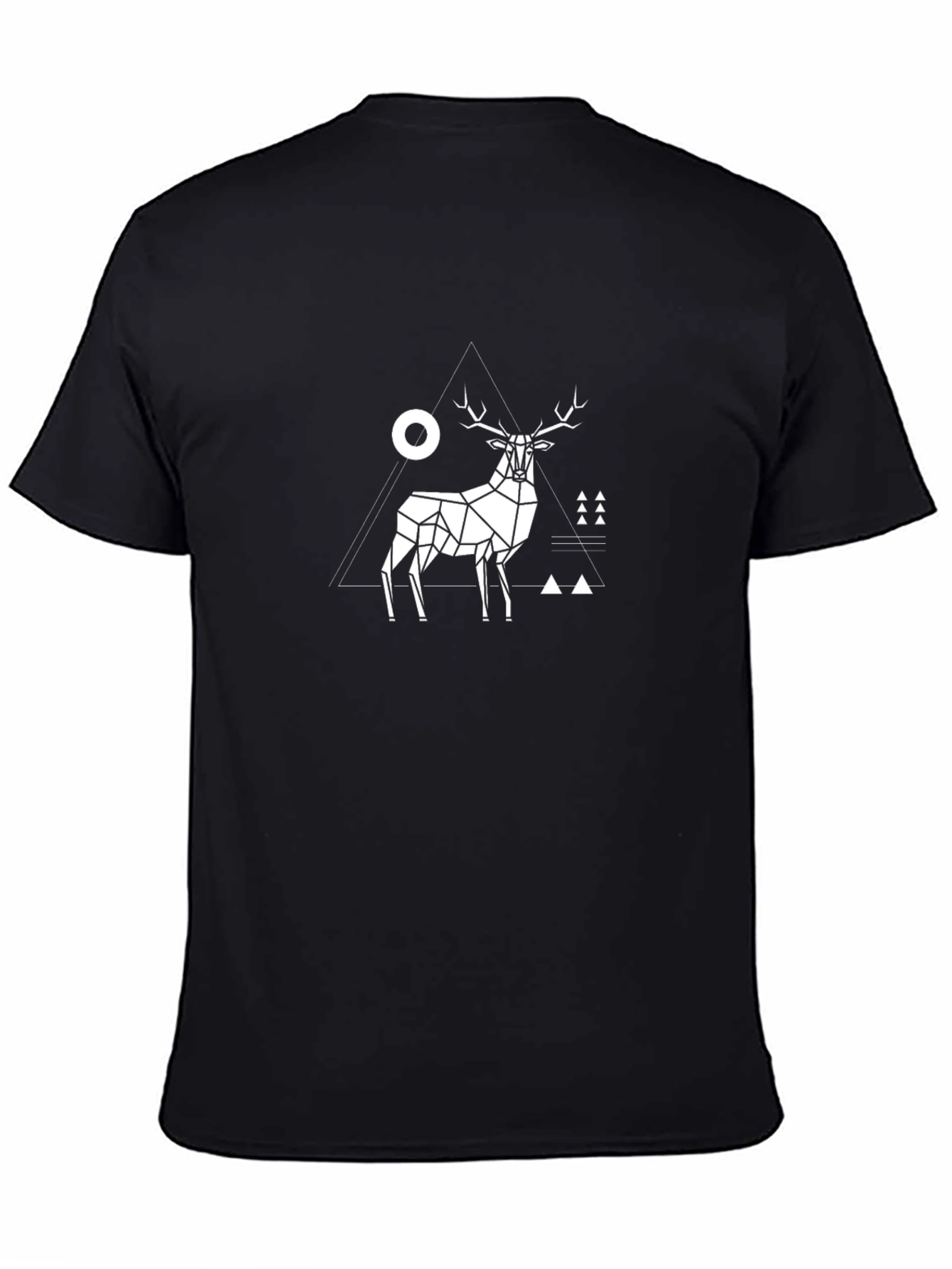 Geometric Deer Graphic Tee - Modern Black T-Shirt