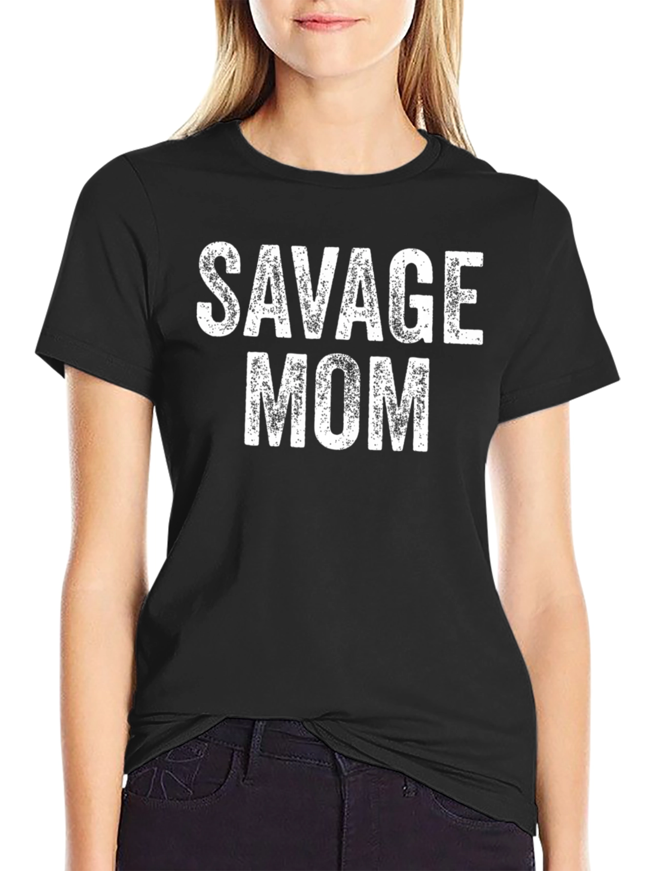 Savage Mom Graphic Tee - Black Cotton T-Shirt