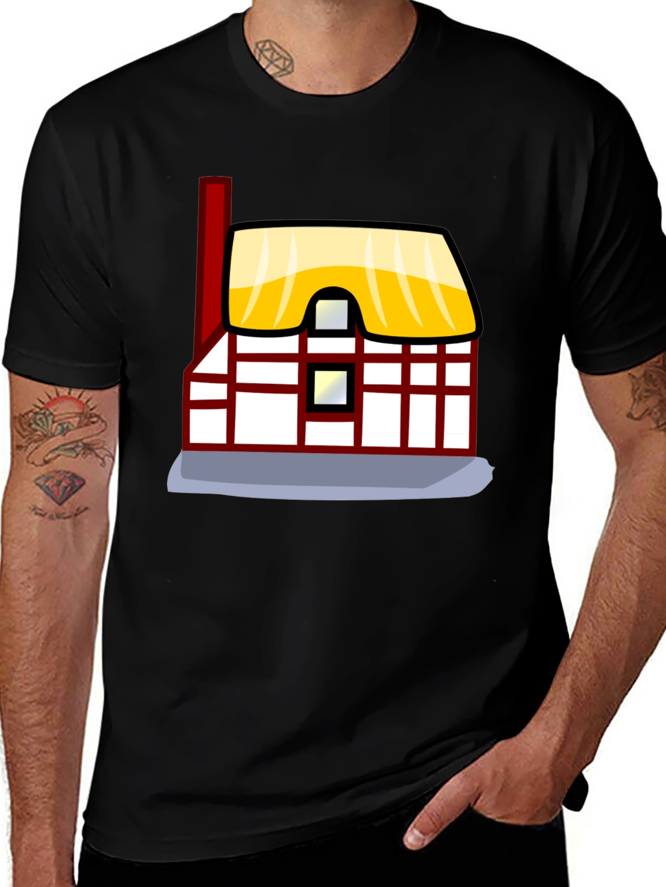 Cartoon House Graphic Tee - Unique Design