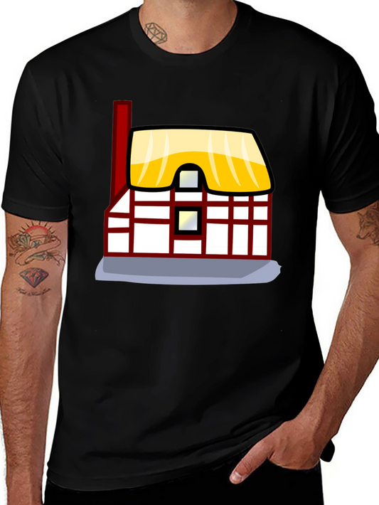 Cartoon House Graphic Tee - Unique Design