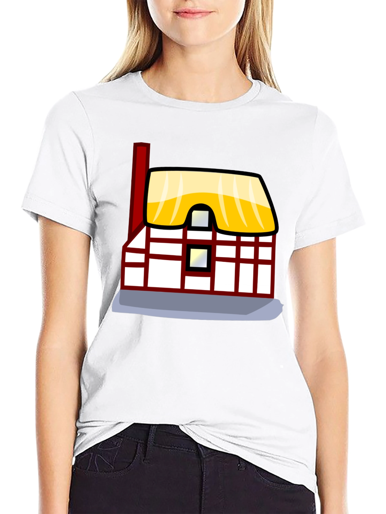 Cartoon House Graphic Tee - Unique Design